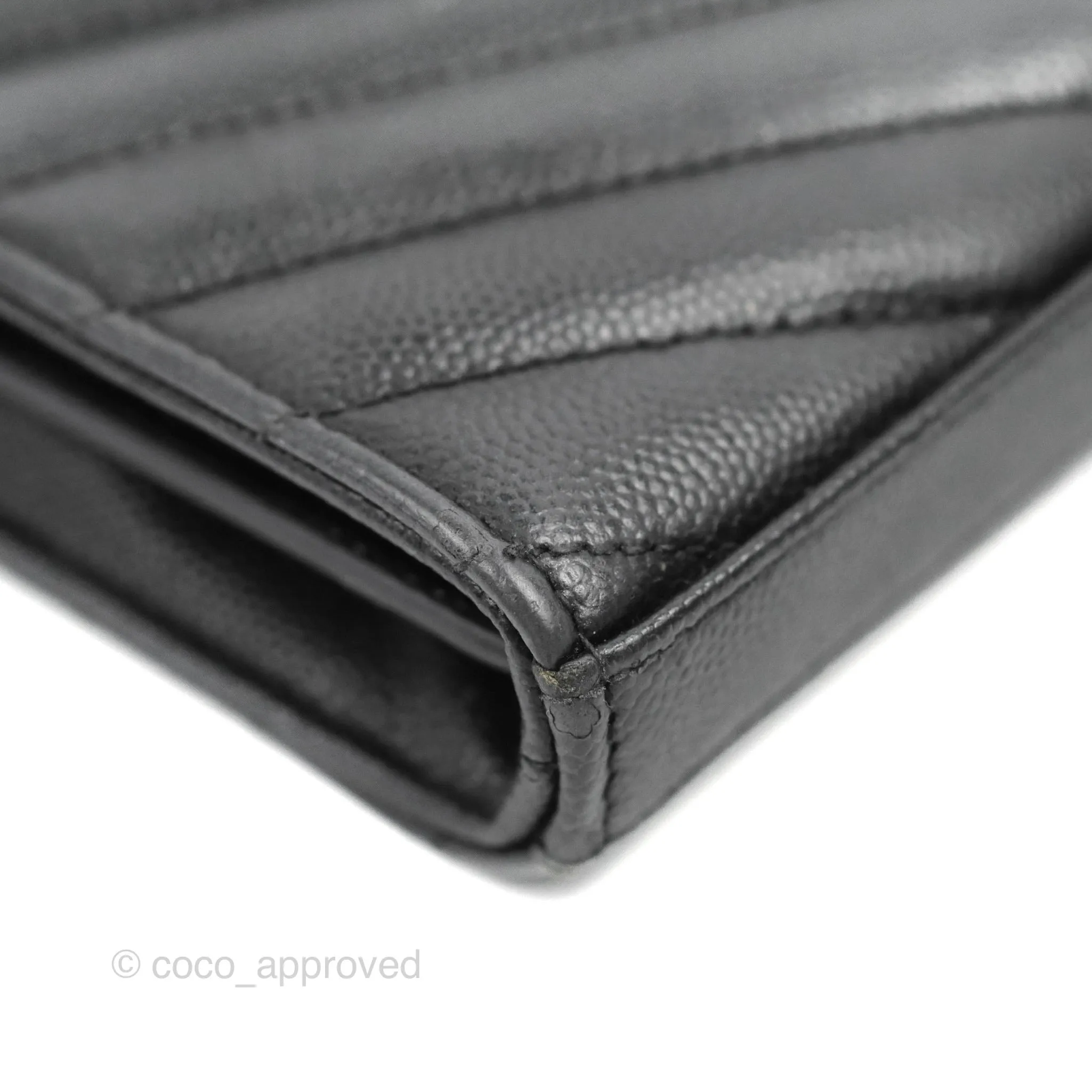 Saint Laurent Wallet on Chain WOC Black Grained Leather Gold Hardware