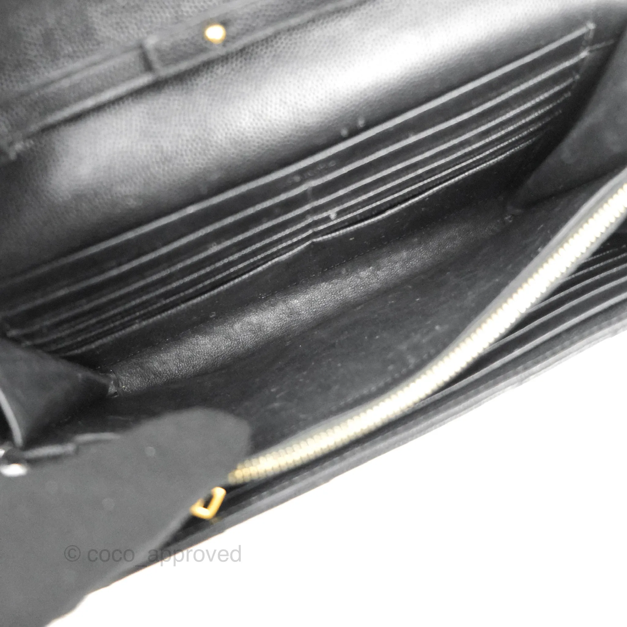 Saint Laurent Wallet on Chain WOC Black Grained Leather Gold Hardware