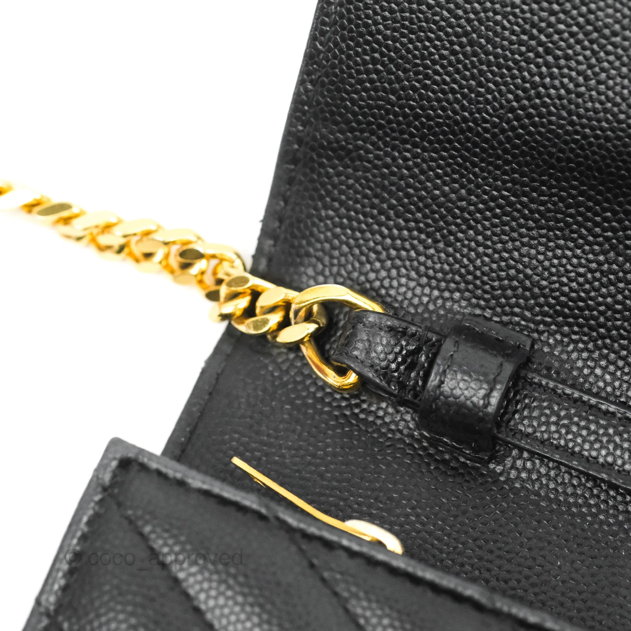 Saint Laurent Wallet on Chain WOC Black Grained Leather Gold Hardware