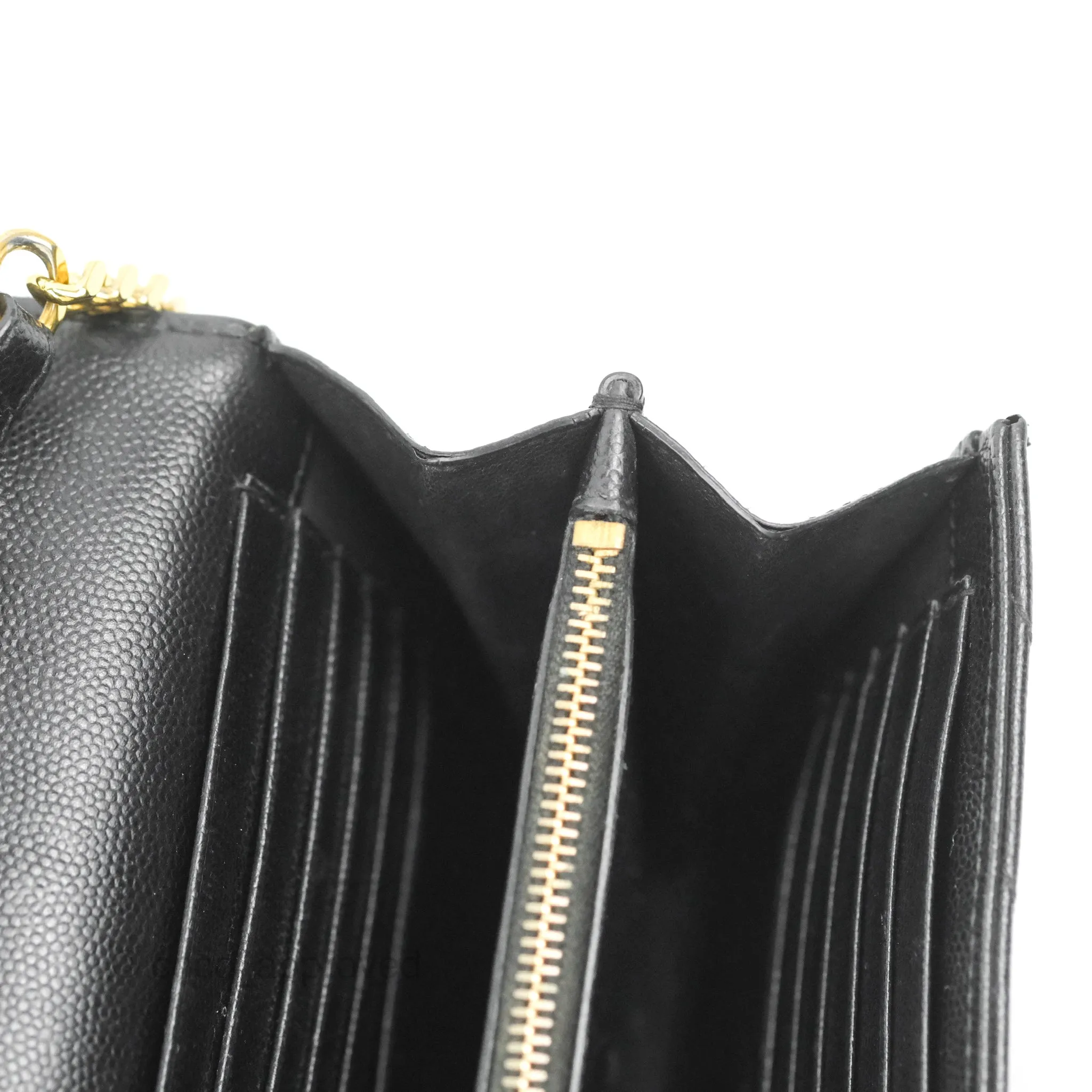 Saint Laurent Wallet on Chain WOC Black Grained Leather Gold Hardware