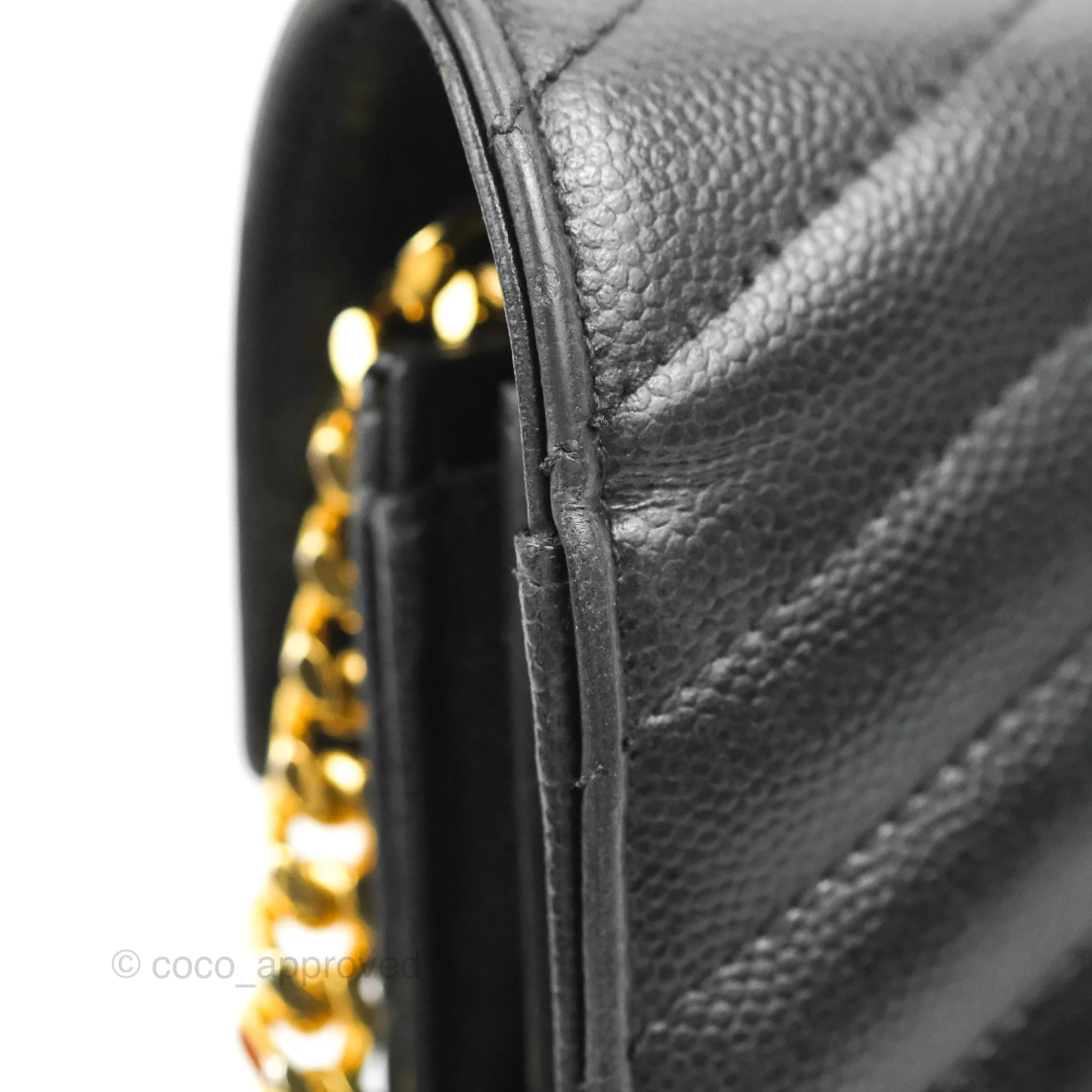 Saint Laurent Wallet on Chain WOC Black Grained Leather Gold Hardware