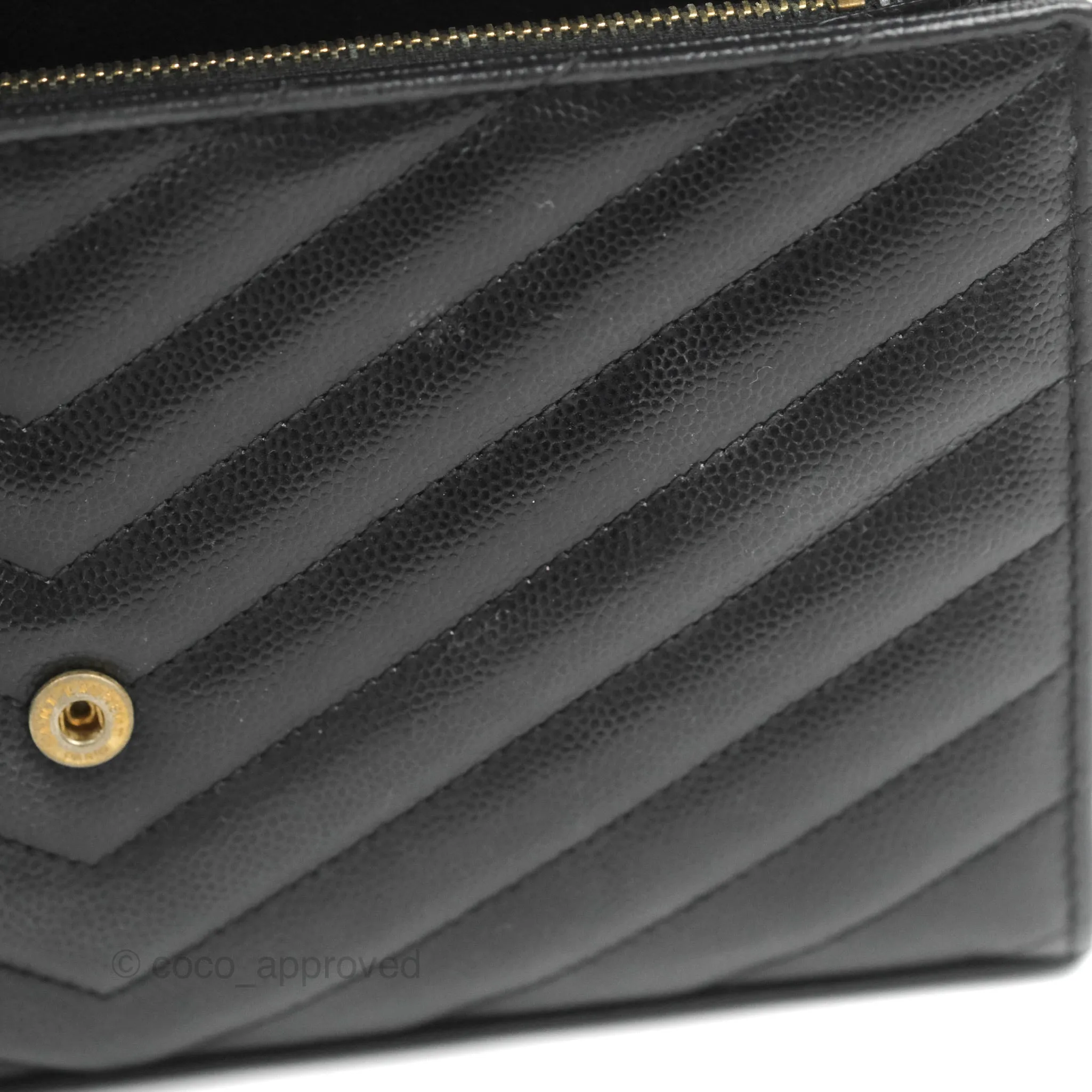Saint Laurent Wallet on Chain WOC Black Grained Leather Gold Hardware