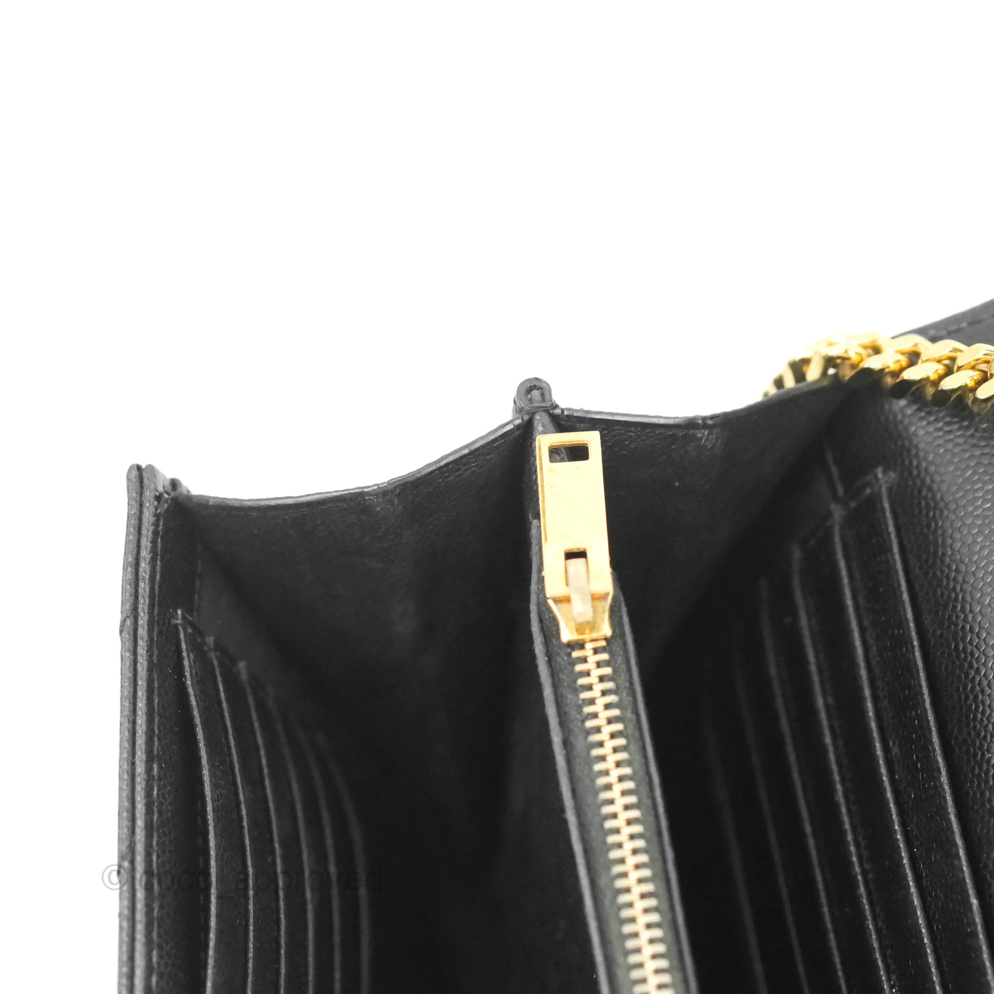 Saint Laurent Wallet on Chain WOC Black Grained Leather Gold Hardware