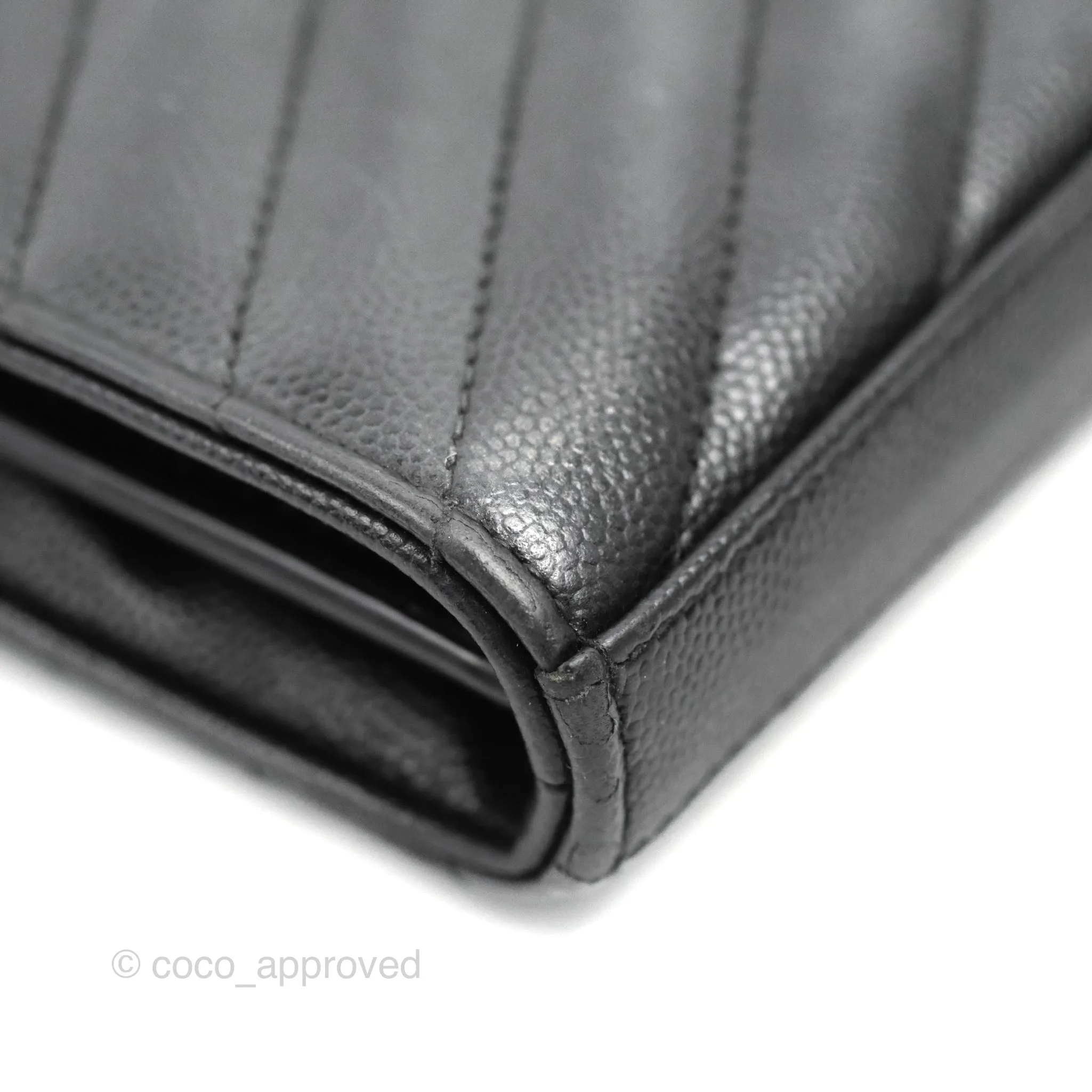Saint Laurent Wallet on Chain WOC Black Grained Leather Gold Hardware