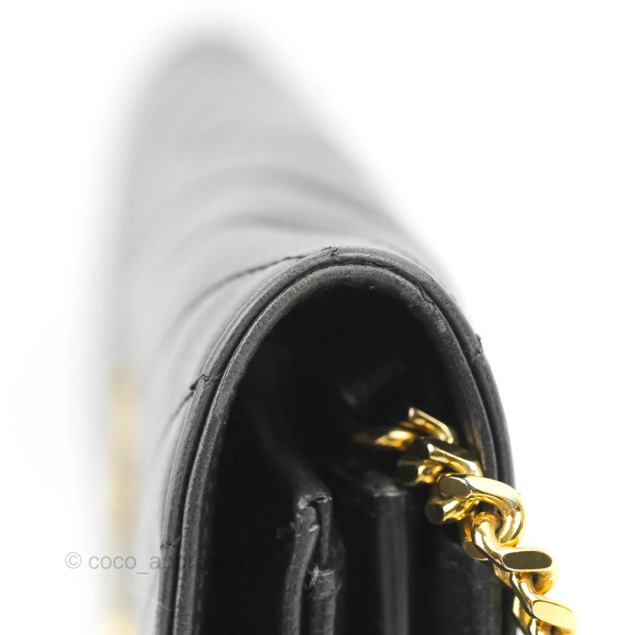 Saint Laurent Wallet on Chain WOC Black Grained Leather Gold Hardware