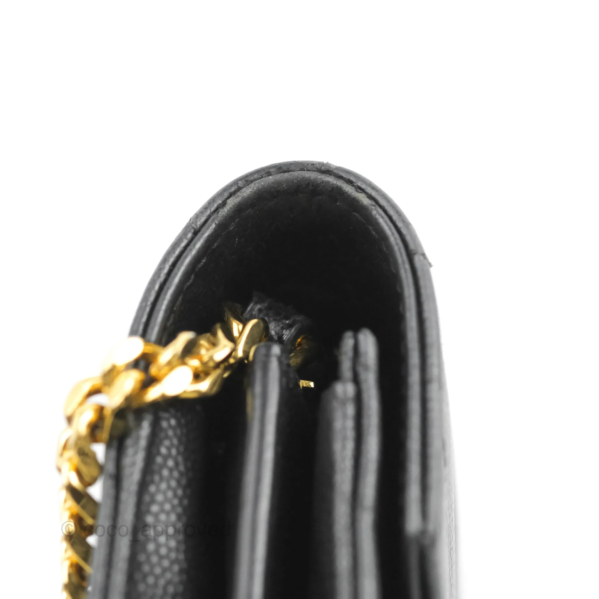 Saint Laurent Wallet on Chain WOC Black Grained Leather Gold Hardware