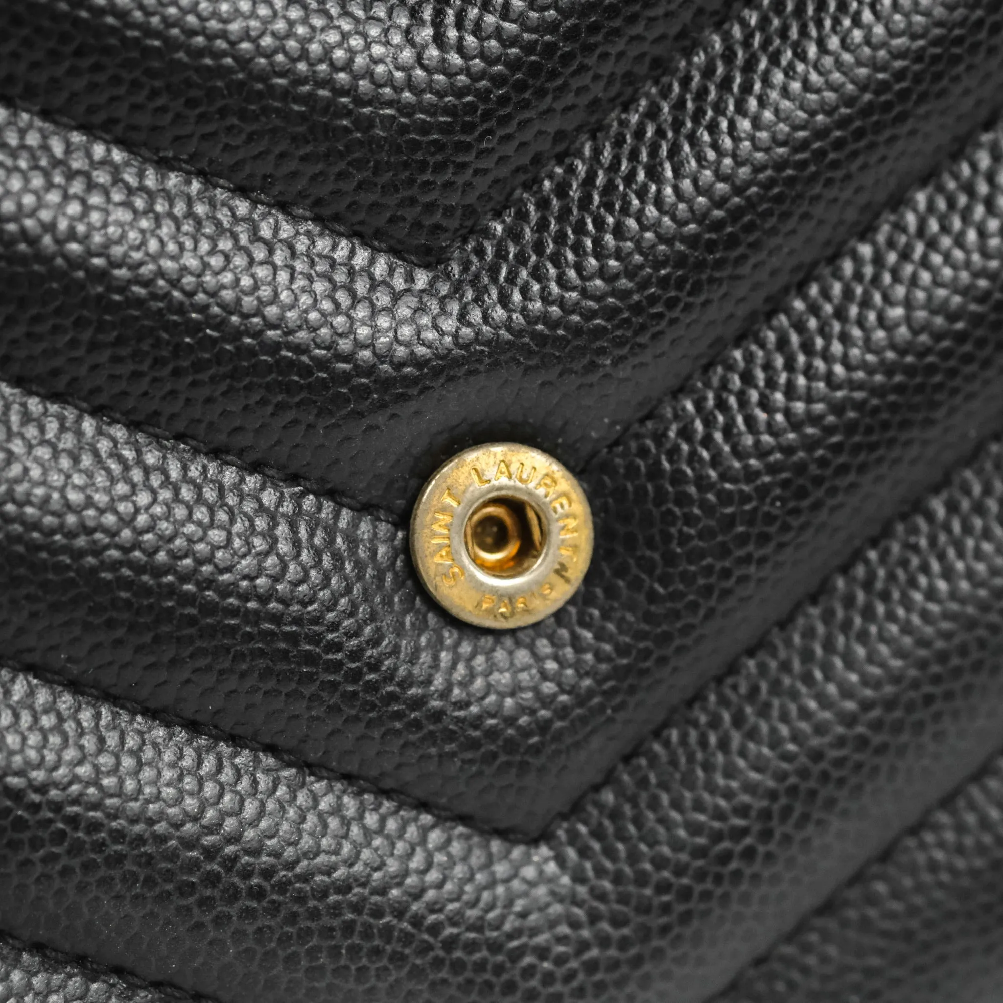 Saint Laurent Wallet on Chain WOC Black Grained Leather Gold Hardware