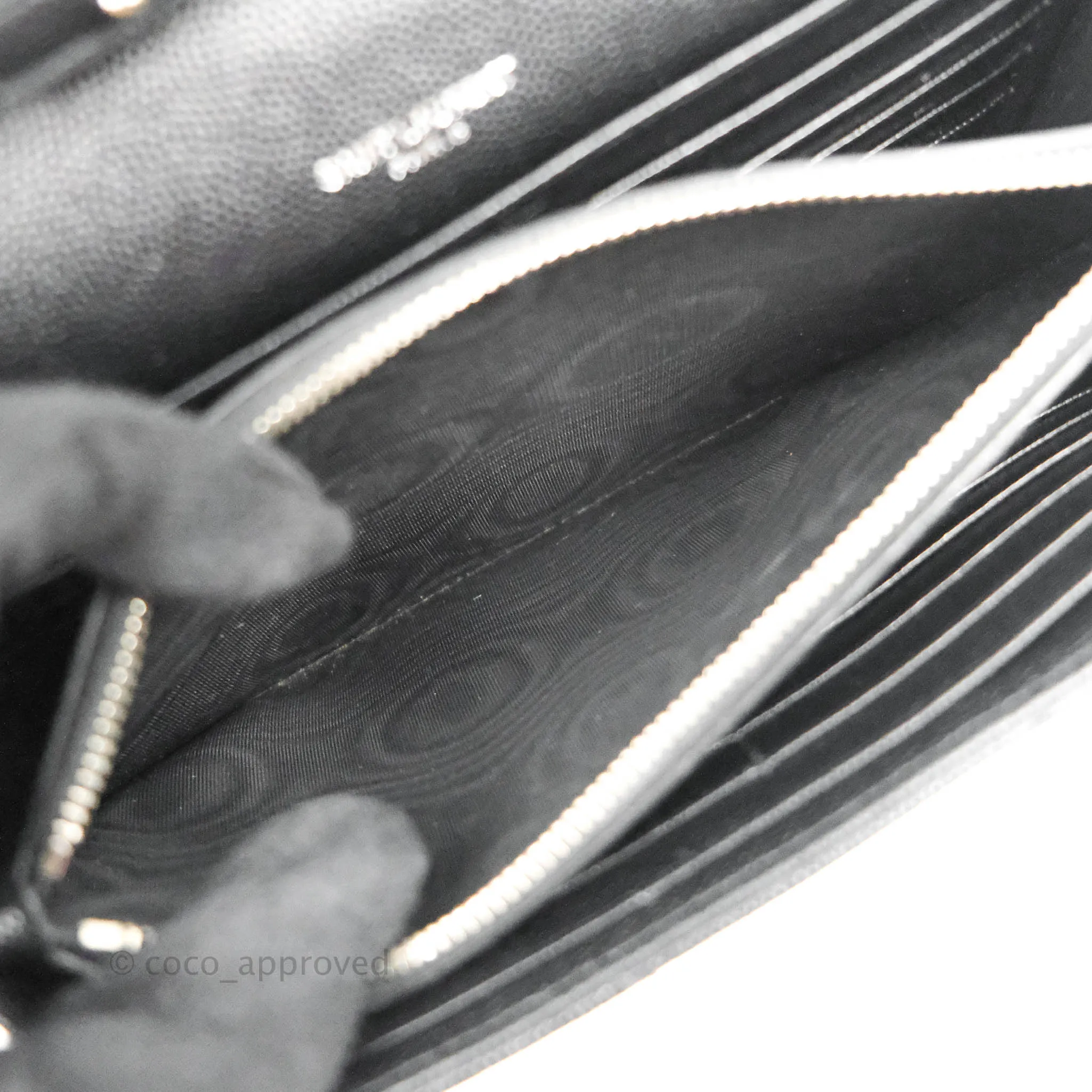Saint Laurent Wallet on Chain WOC Black Grained Leather Silver Hardware