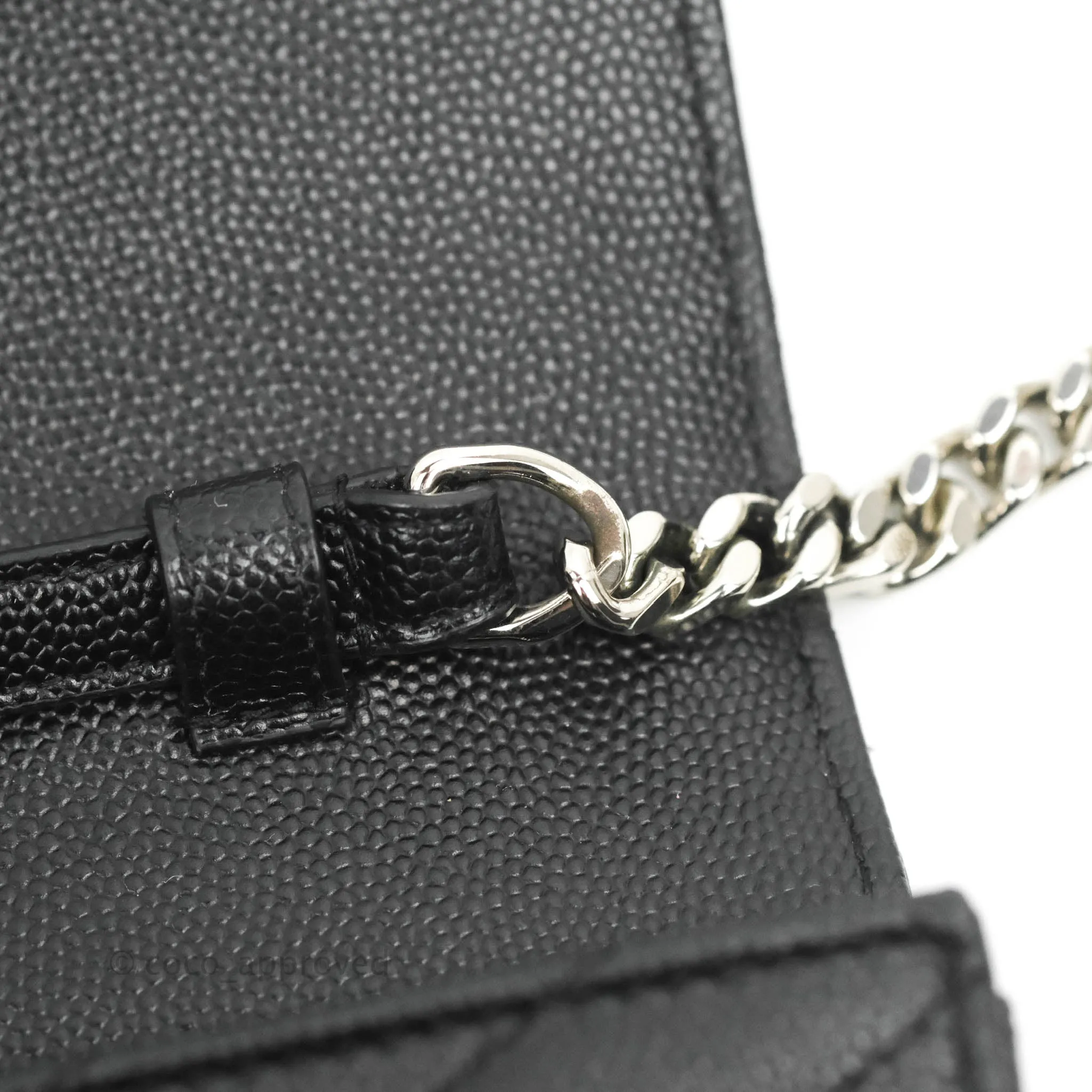 Saint Laurent Wallet on Chain WOC Black Grained Leather Silver Hardware