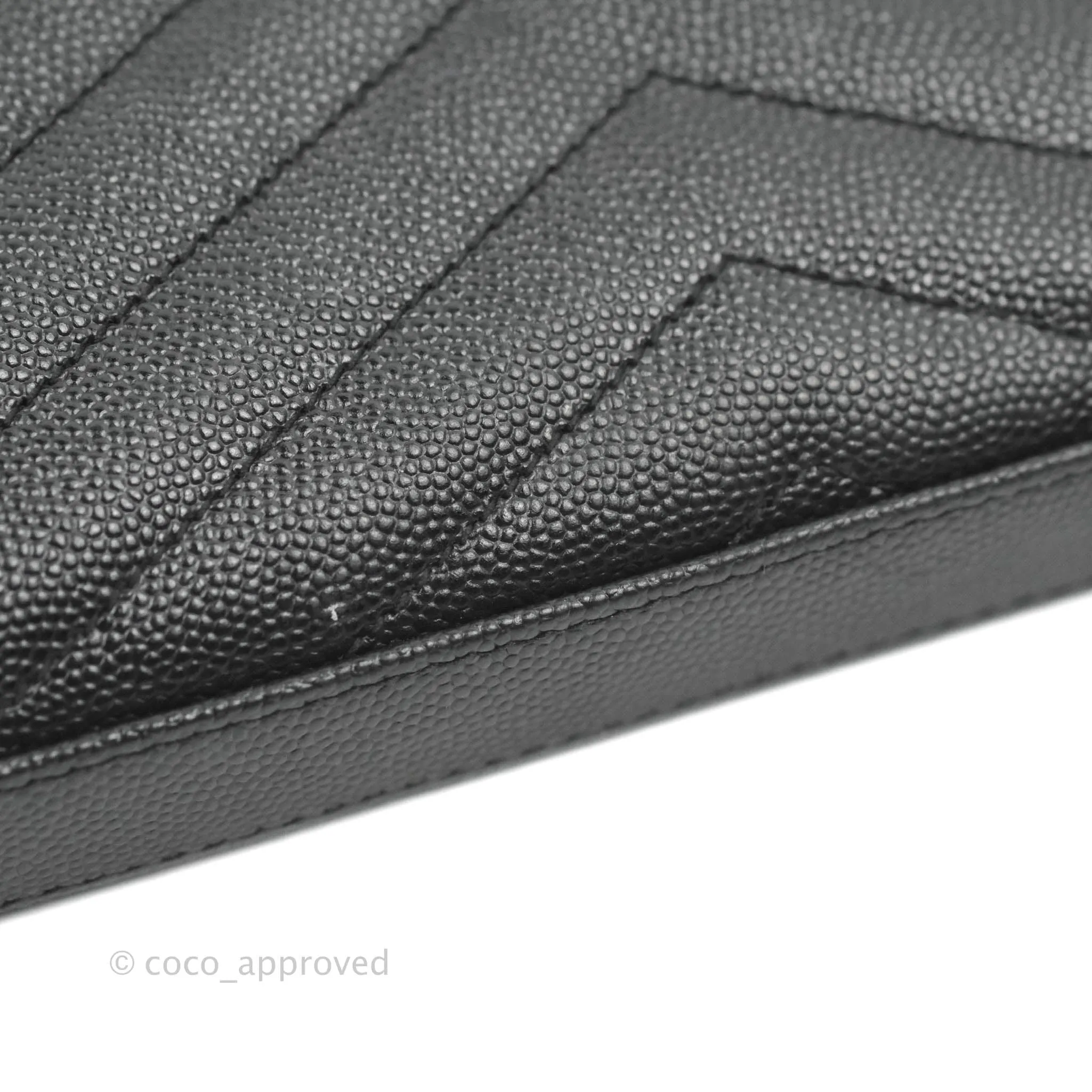 Saint Laurent Wallet on Chain WOC Black Grained Leather Silver Hardware