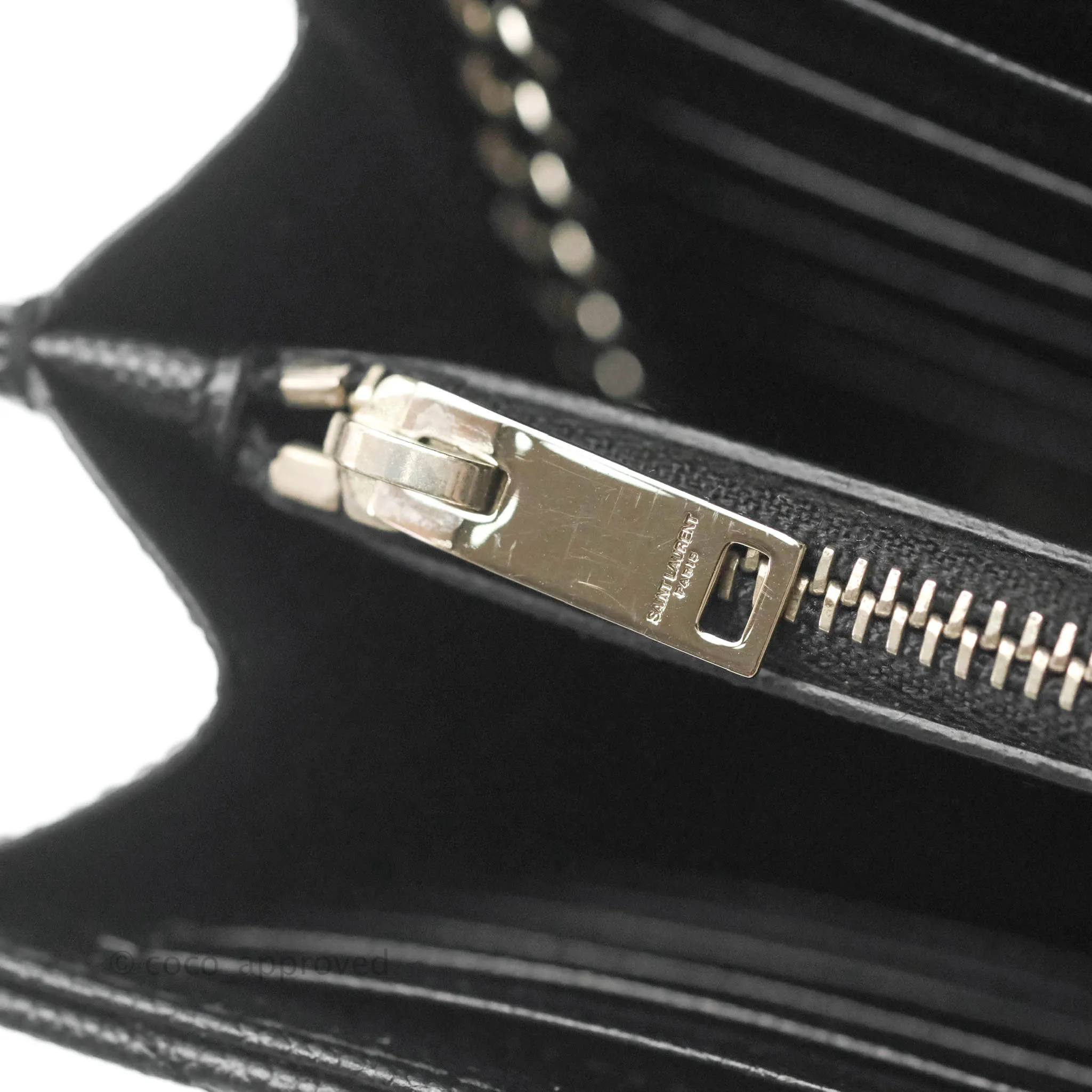 Saint Laurent Wallet on Chain WOC Black Grained Leather Silver Hardware