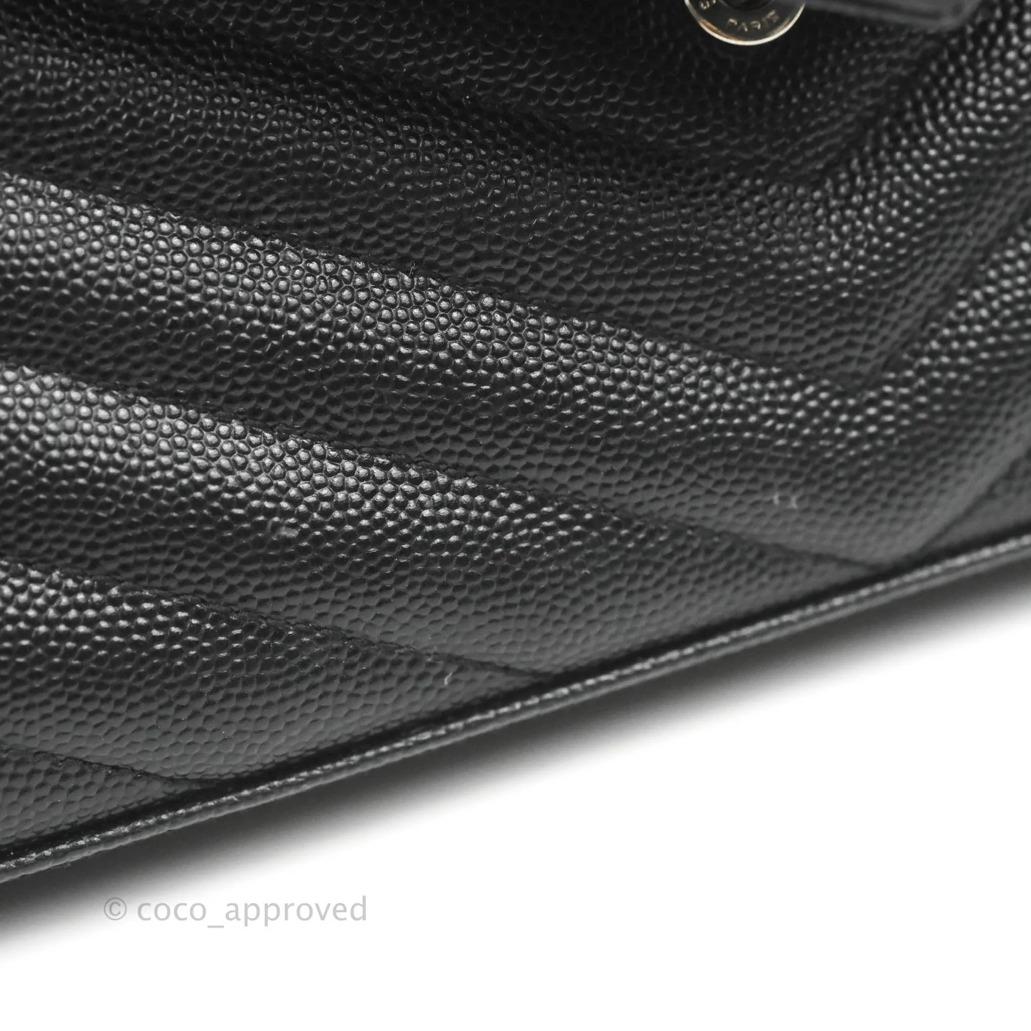 Saint Laurent Wallet on Chain WOC Black Grained Leather Silver Hardware