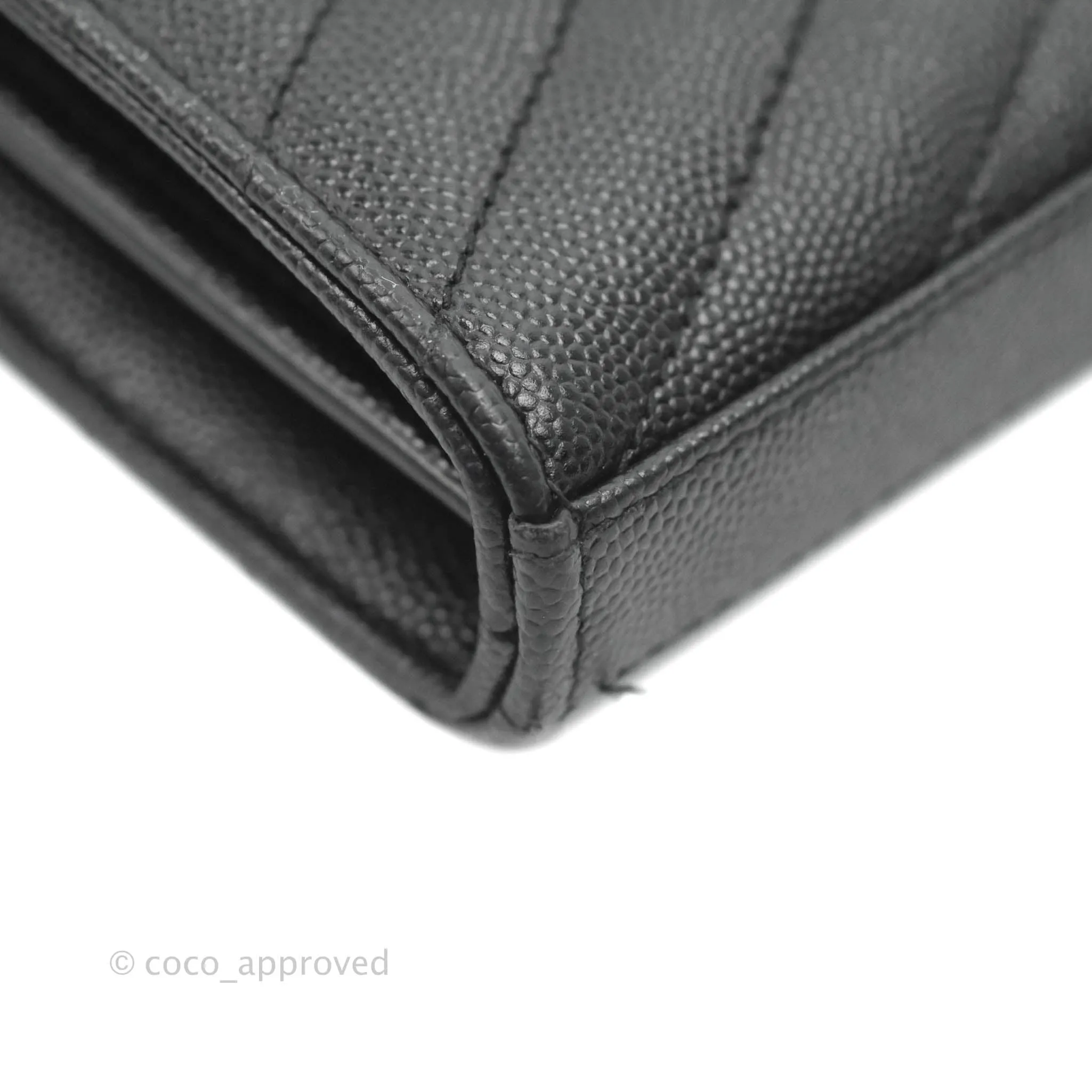 Saint Laurent Wallet on Chain WOC Black Grained Leather Silver Hardware