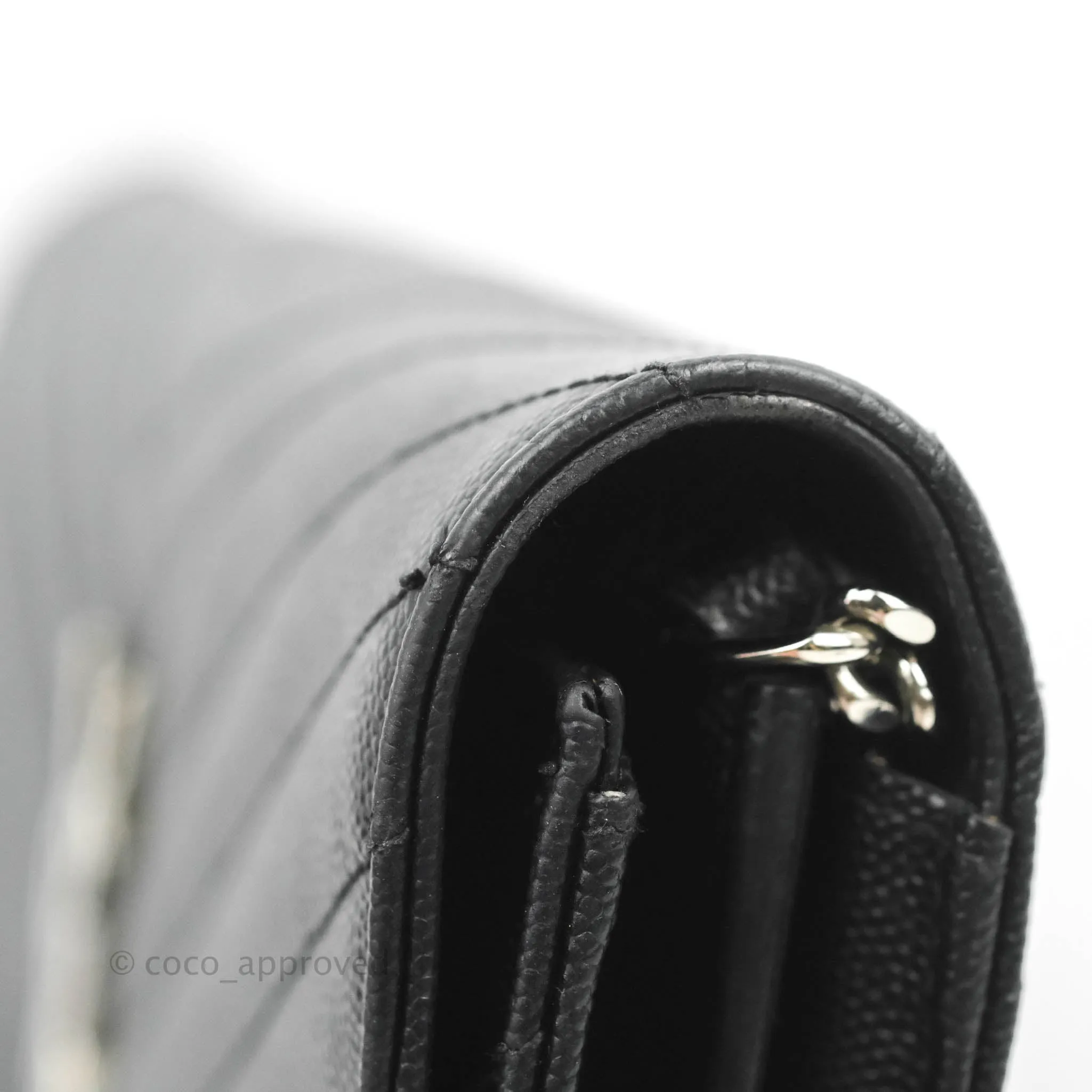 Saint Laurent Wallet on Chain WOC Black Grained Leather Silver Hardware