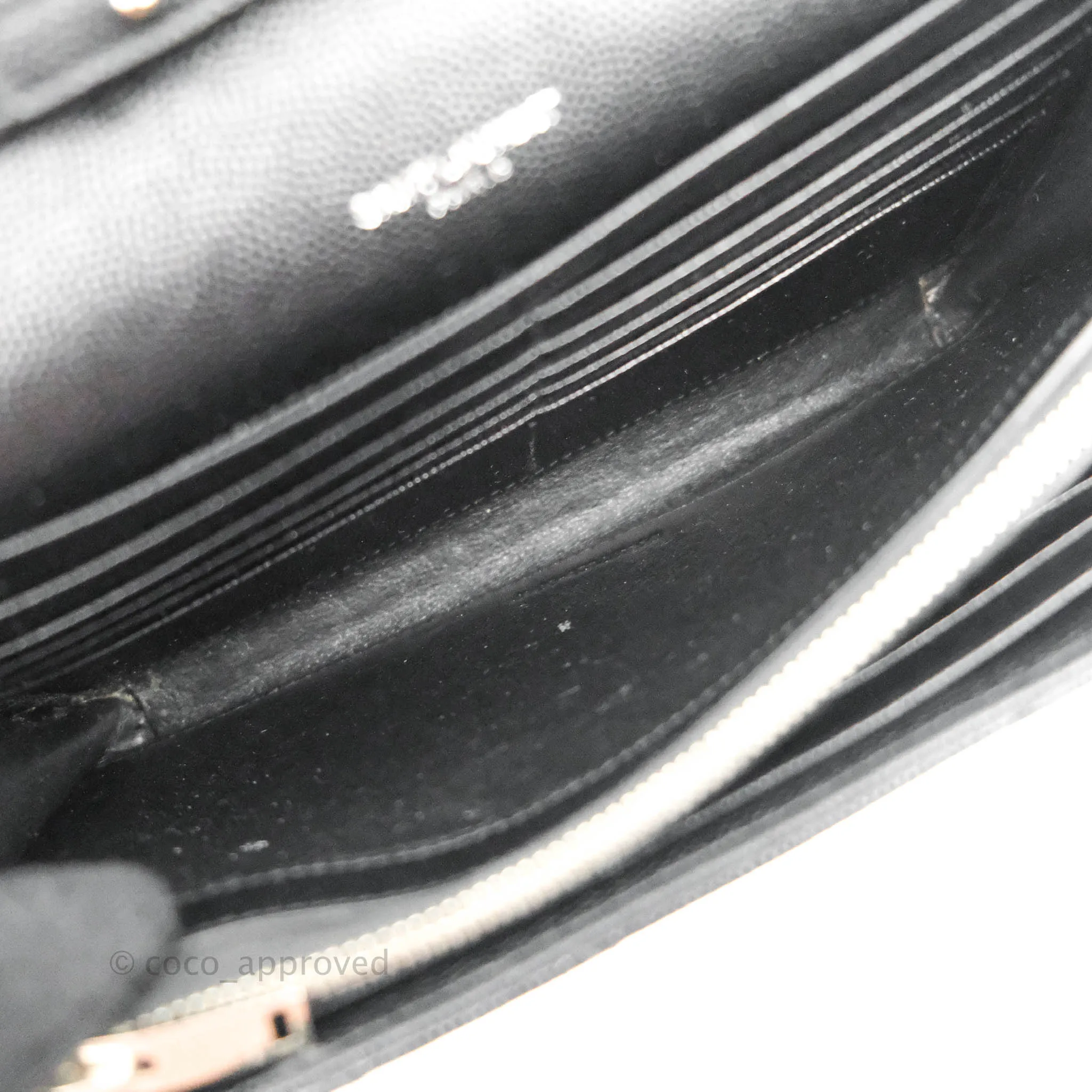 Saint Laurent Wallet on Chain WOC Black Grained Leather Silver Hardware