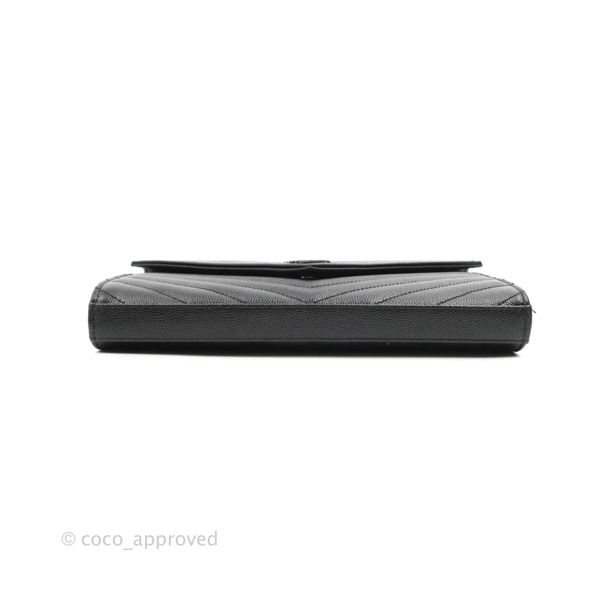 Saint Laurent Wallet on Chain WOC Black Grained Leather Silver Hardware