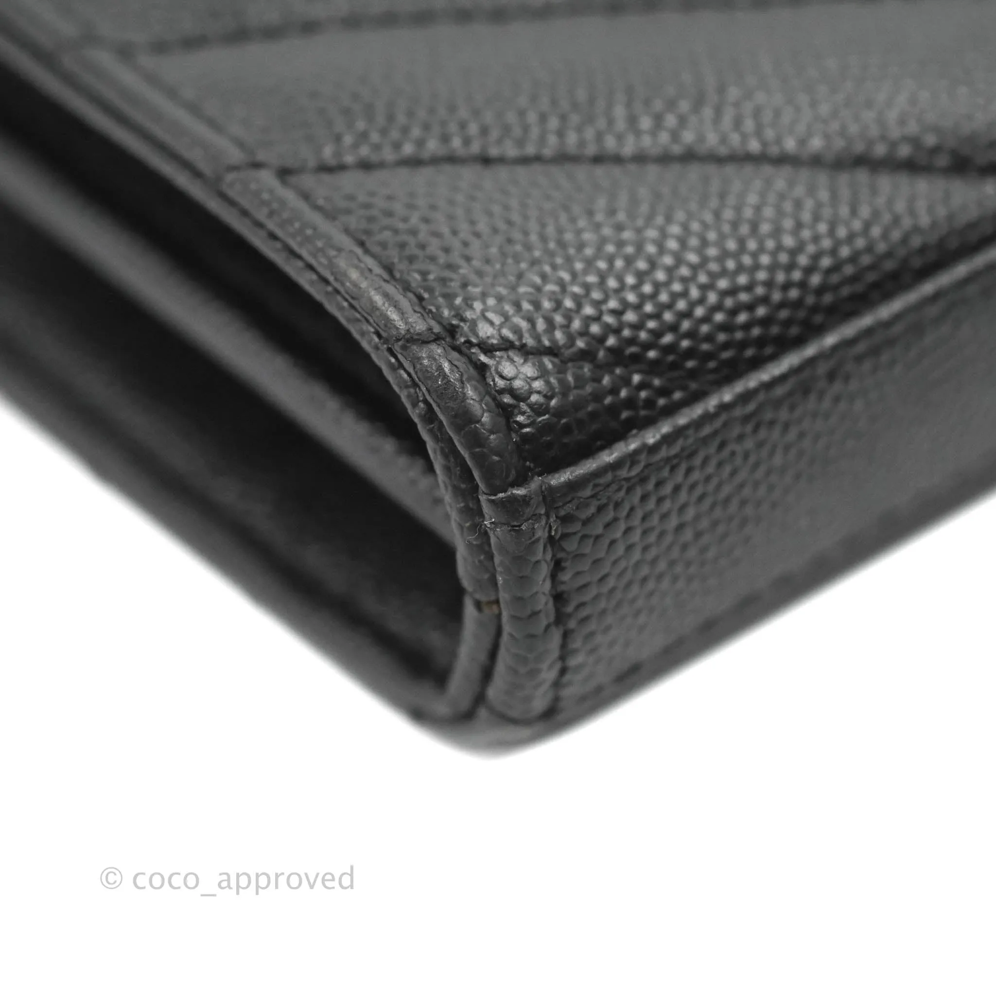 Saint Laurent Wallet on Chain WOC Black Grained Leather Silver Hardware