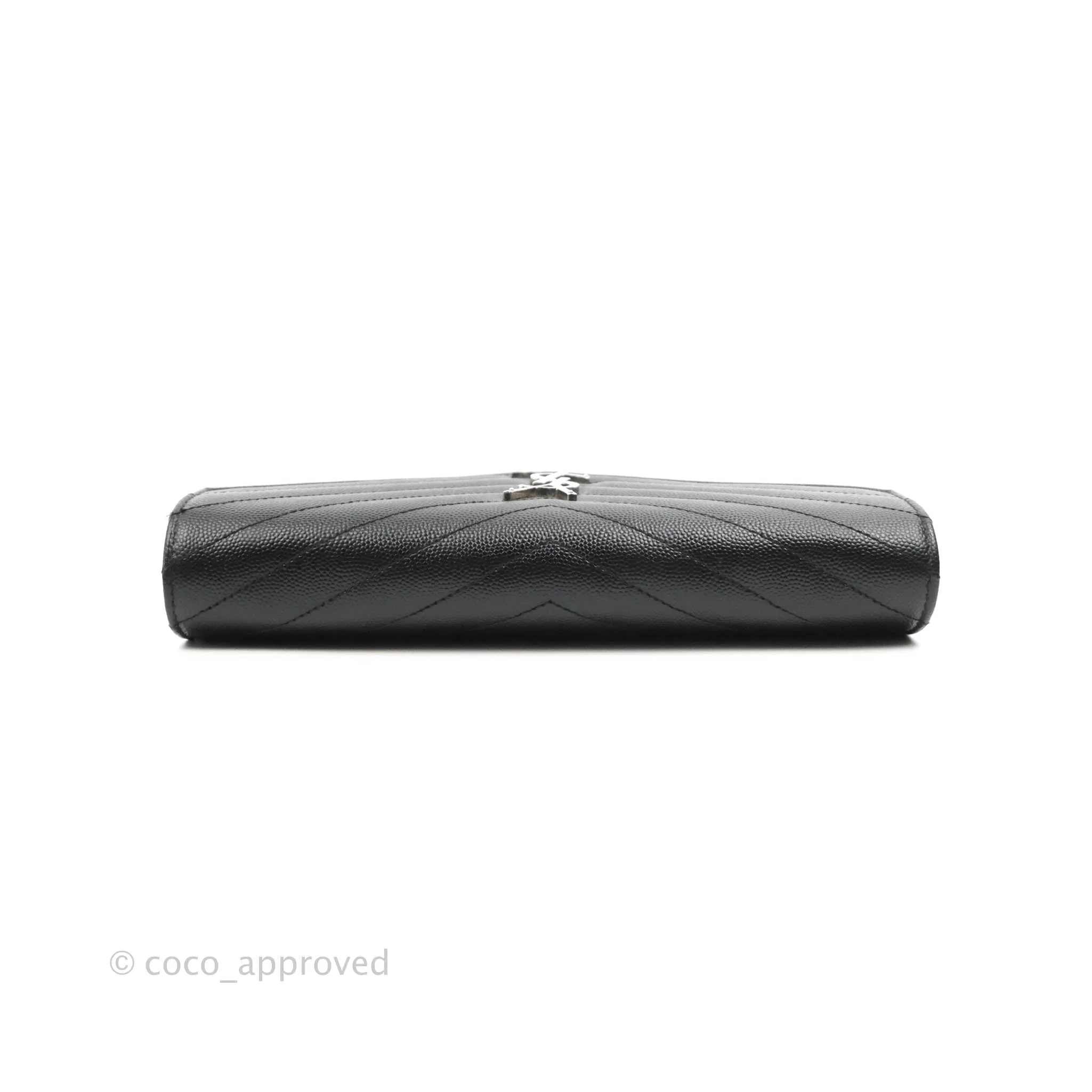Saint Laurent Wallet on Chain WOC Black Grained Leather Silver Hardware
