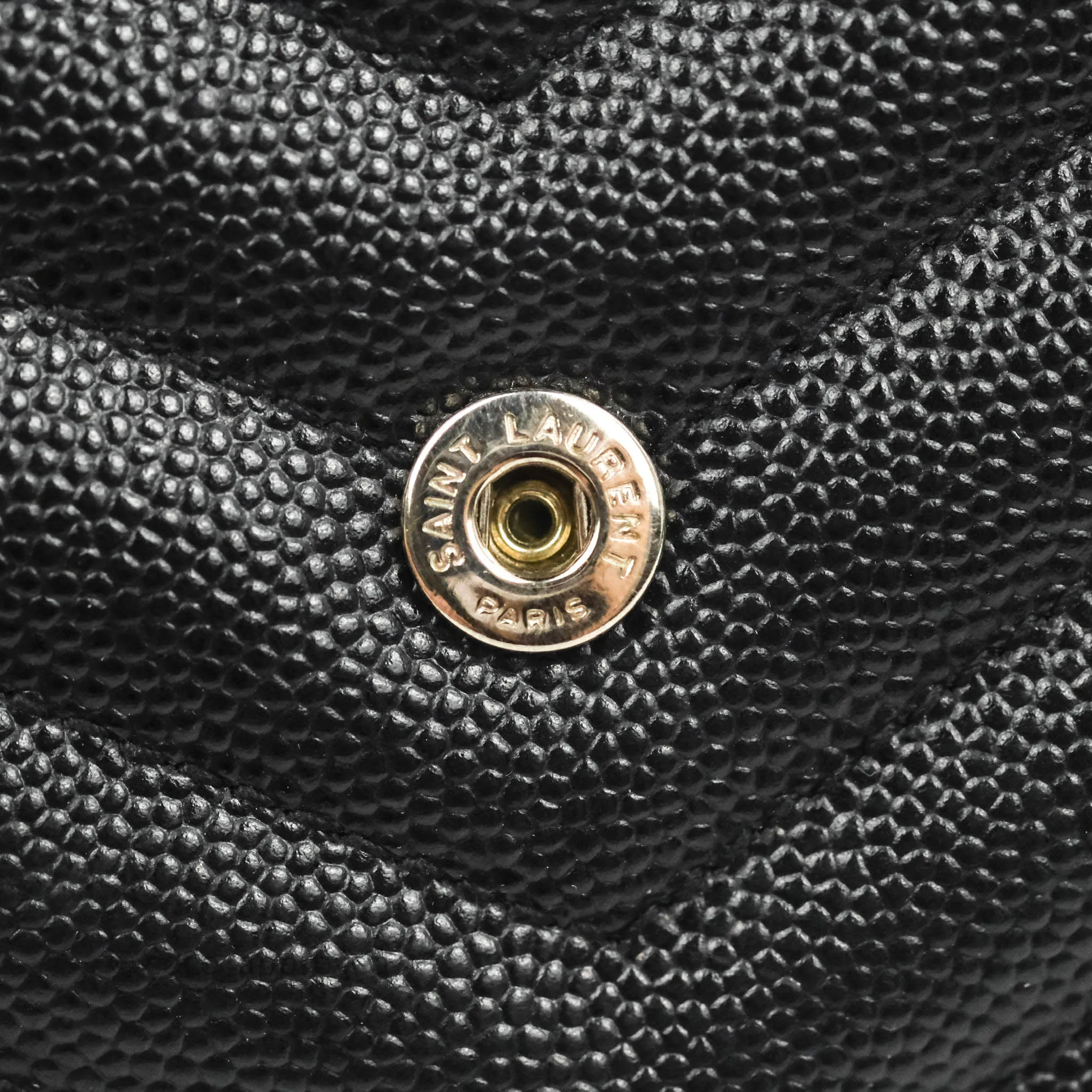 Saint Laurent Wallet on Chain WOC Black Grained Leather Silver Hardware