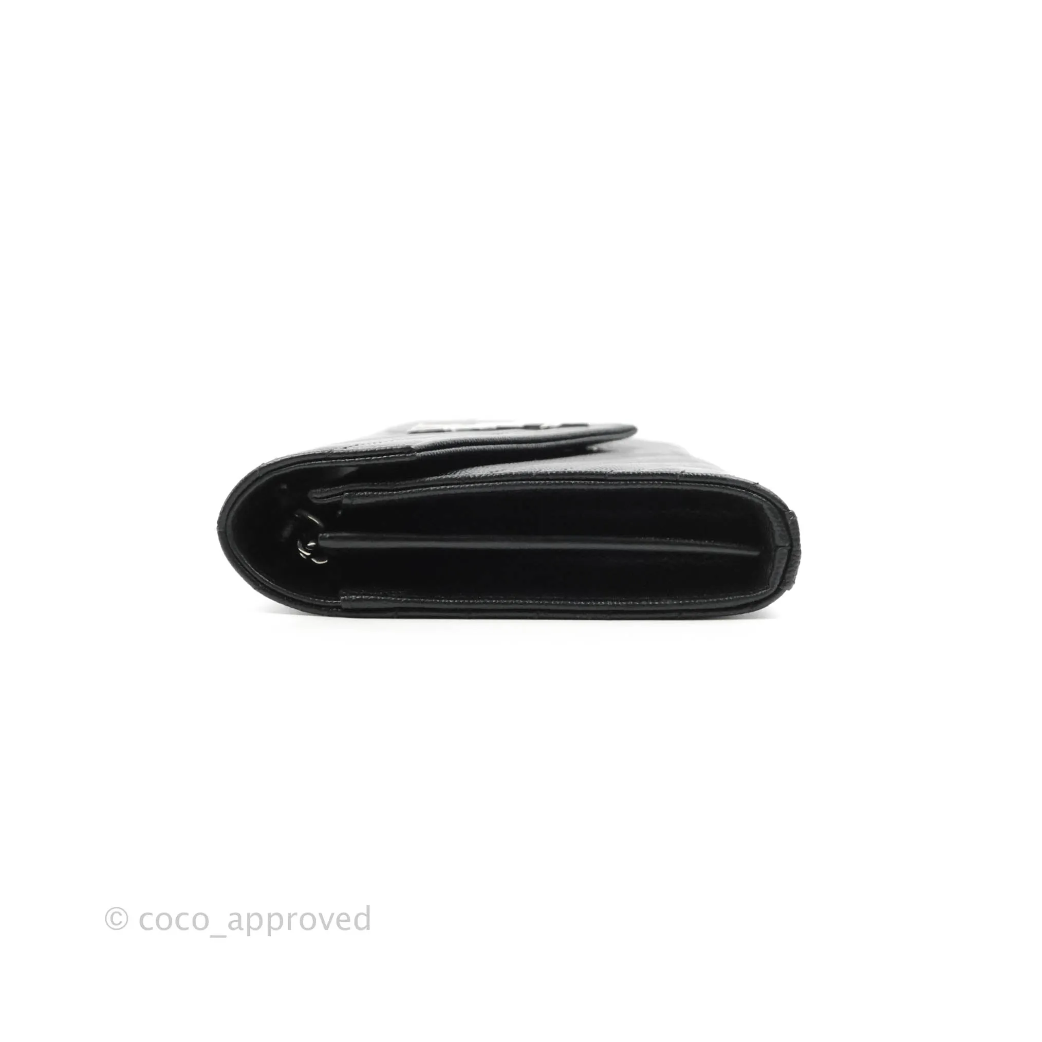 Saint Laurent Wallet on Chain WOC Black Grained Leather Silver Hardware