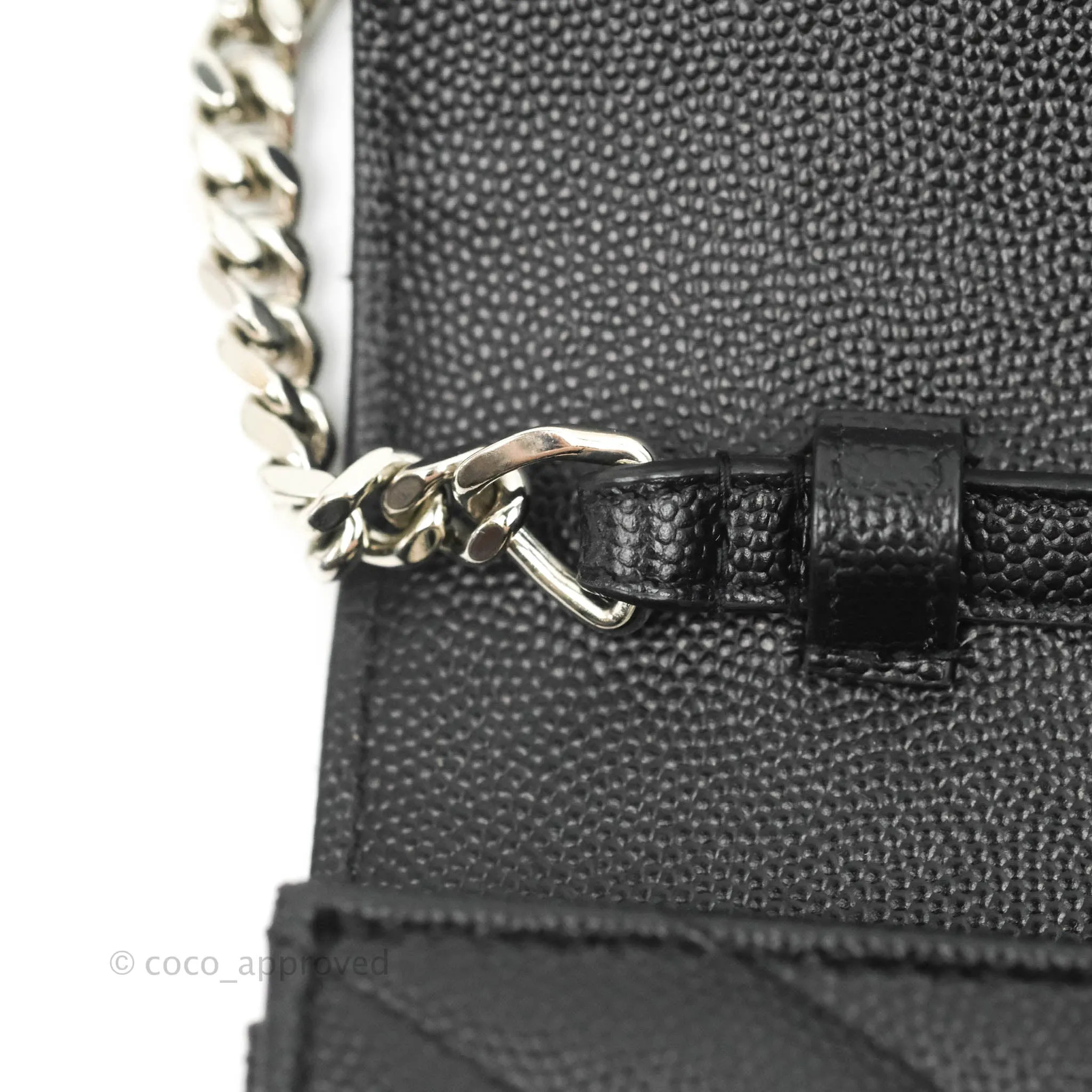 Saint Laurent Wallet on Chain WOC Black Grained Leather Silver Hardware