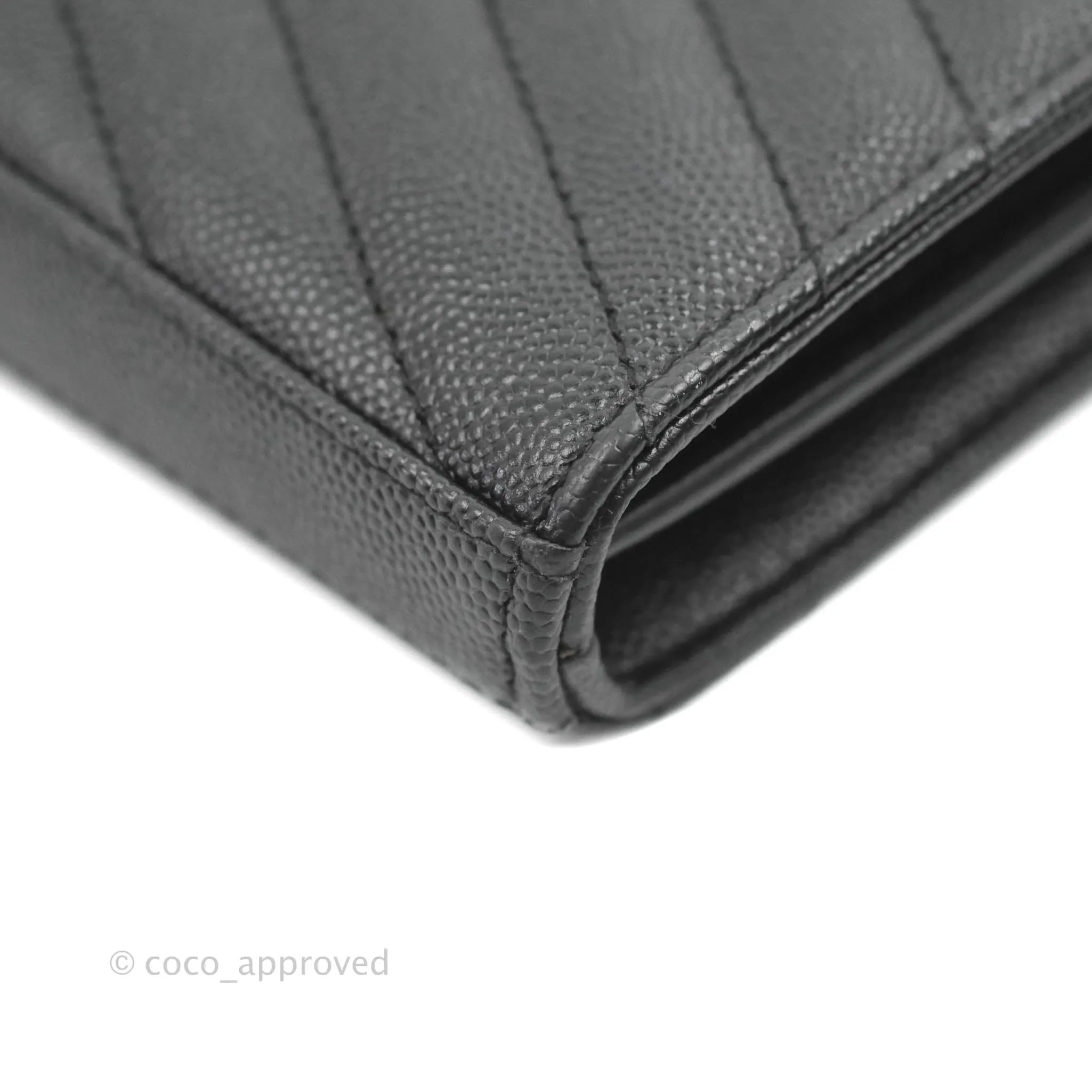 Saint Laurent Wallet on Chain WOC Black Grained Leather Silver Hardware