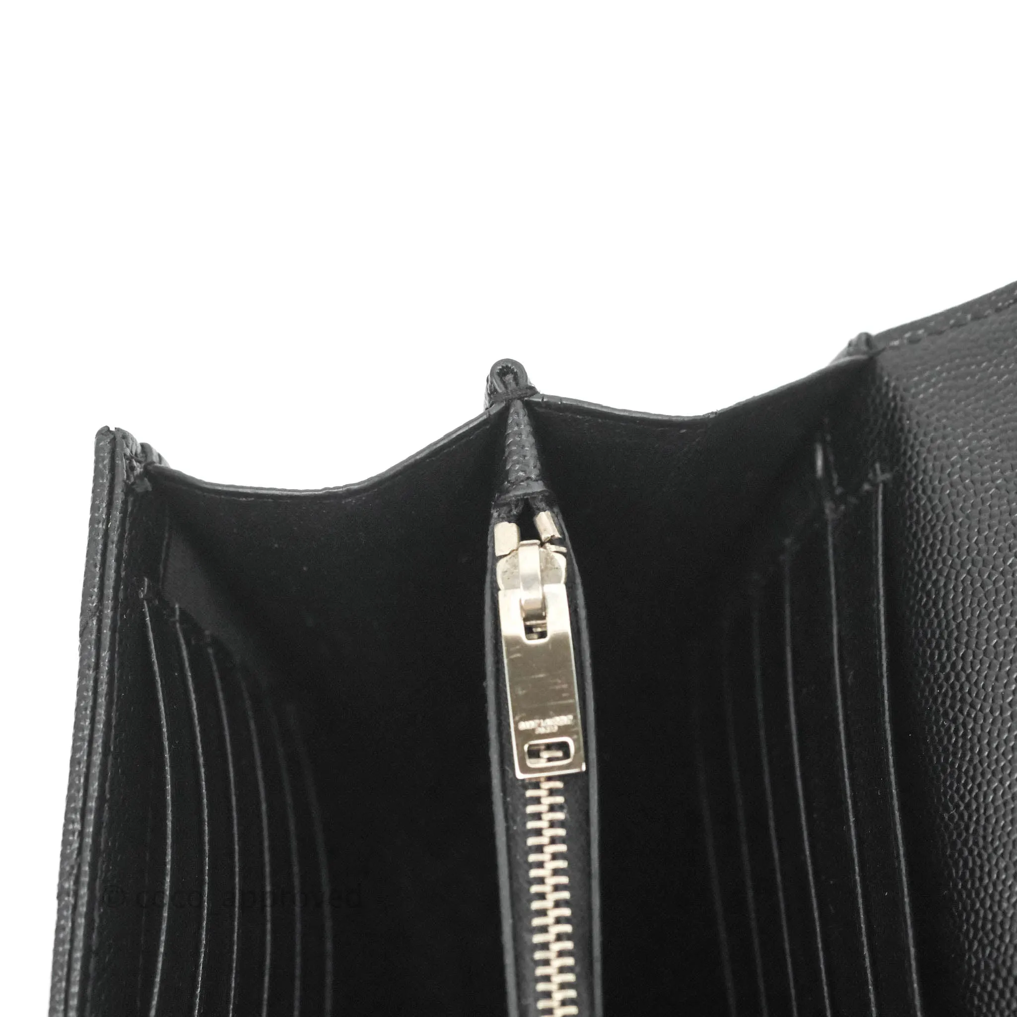 Saint Laurent Wallet on Chain WOC Black Grained Leather Silver Hardware