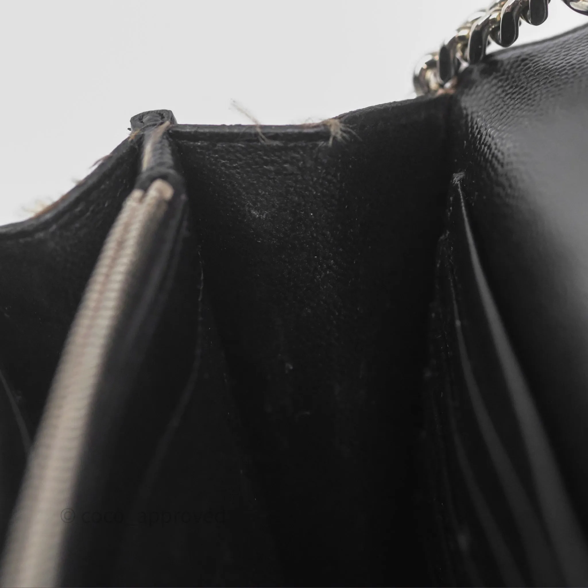 Saint Laurent Wallet on Chain WOC Black Grained Leather Sliver Hardware