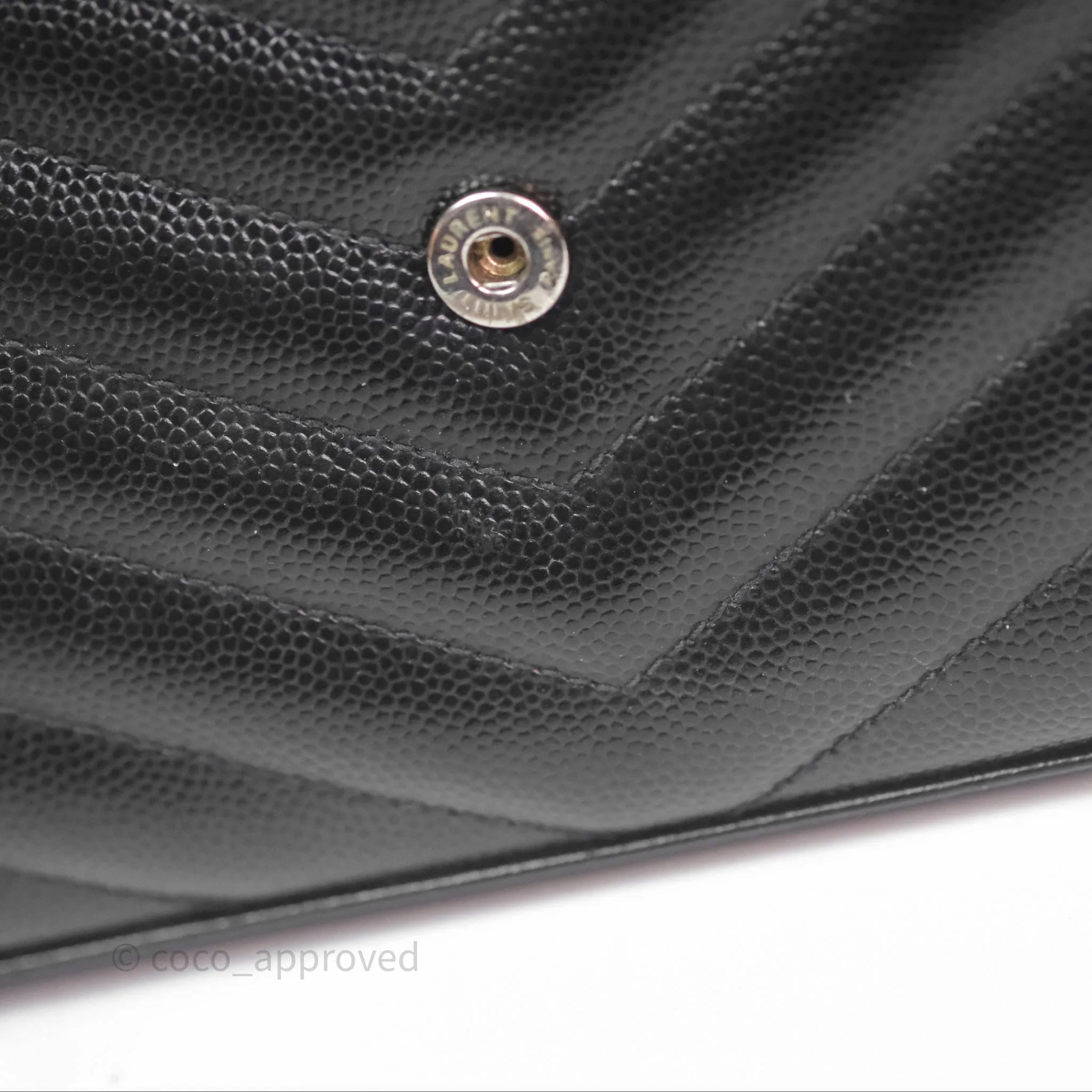 Saint Laurent Wallet on Chain WOC Black Grained Leather Sliver Hardware