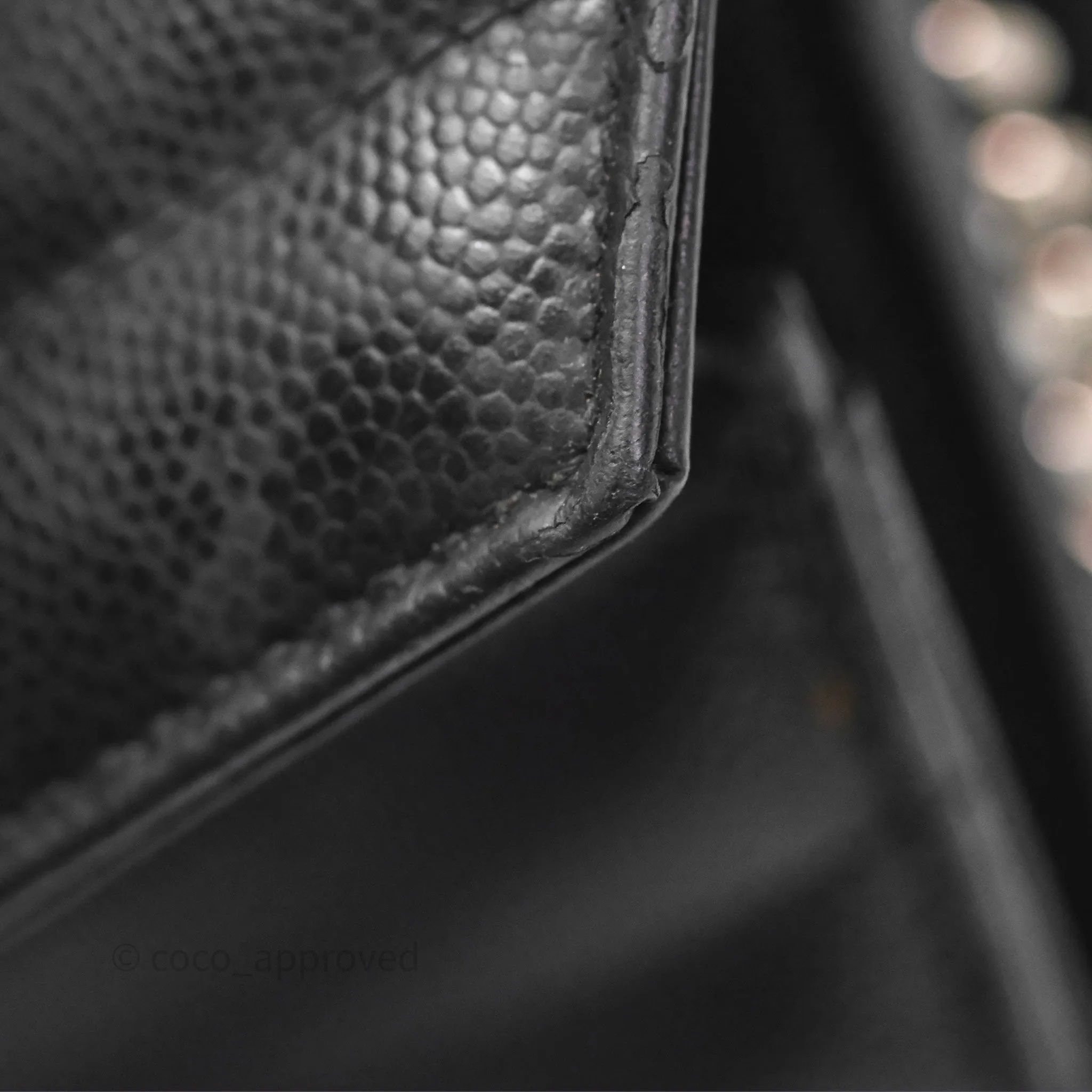 Saint Laurent Wallet on Chain WOC Black Grained Leather Sliver Hardware
