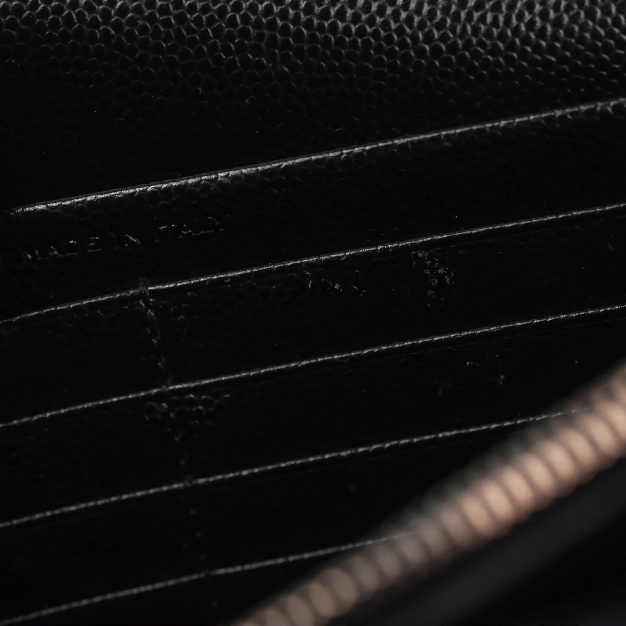 Saint Laurent Wallet on Chain WOC Black Grained Leather Sliver Hardware