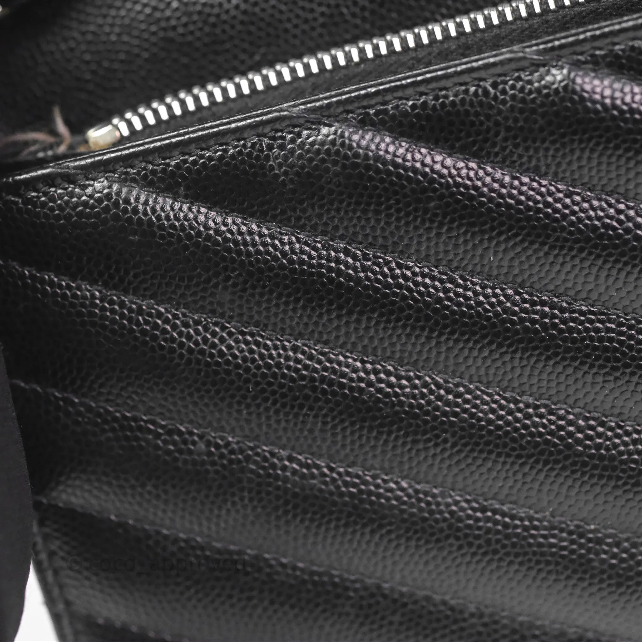 Saint Laurent Wallet on Chain WOC Black Grained Leather Sliver Hardware