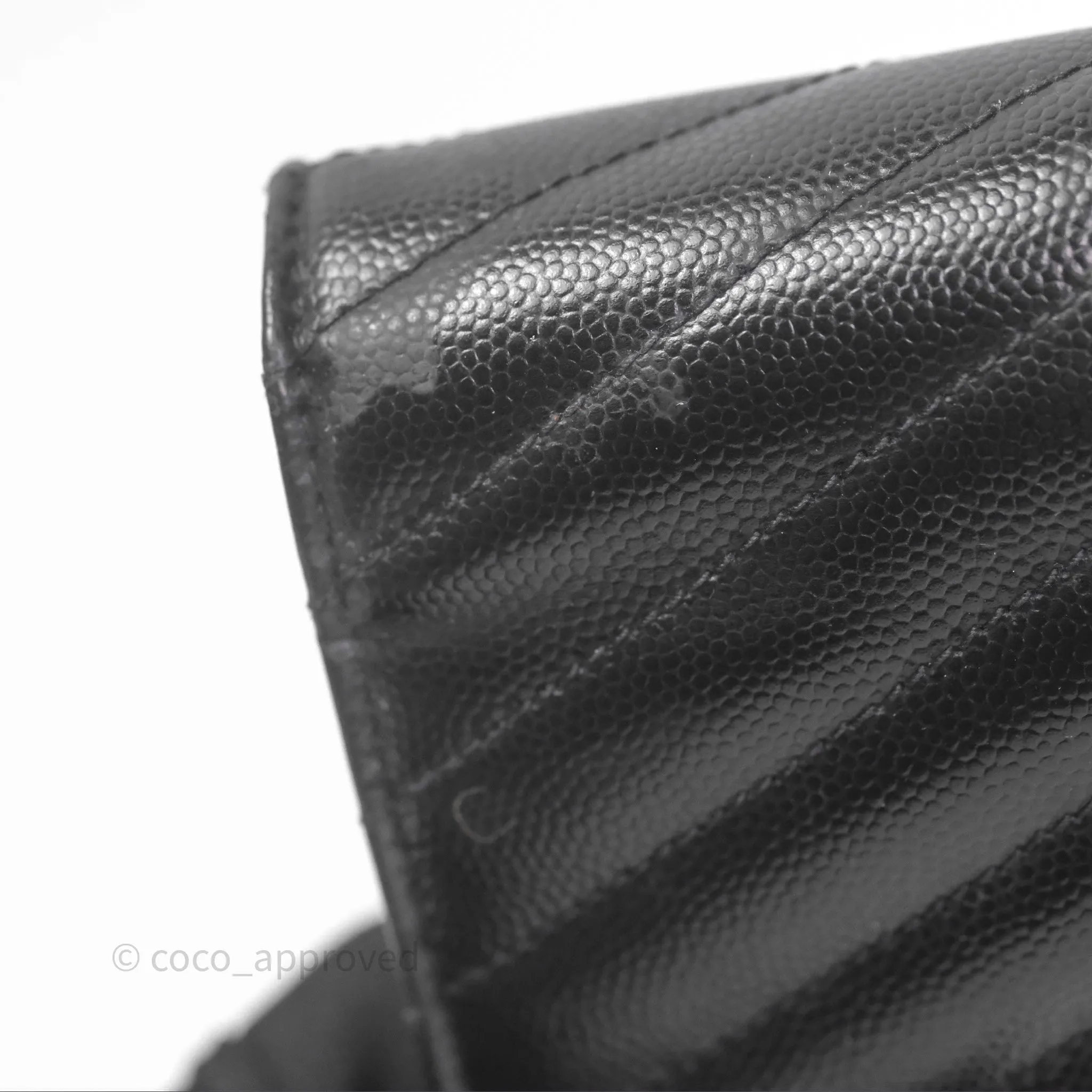 Saint Laurent Wallet on Chain WOC Black Grained Leather Sliver Hardware