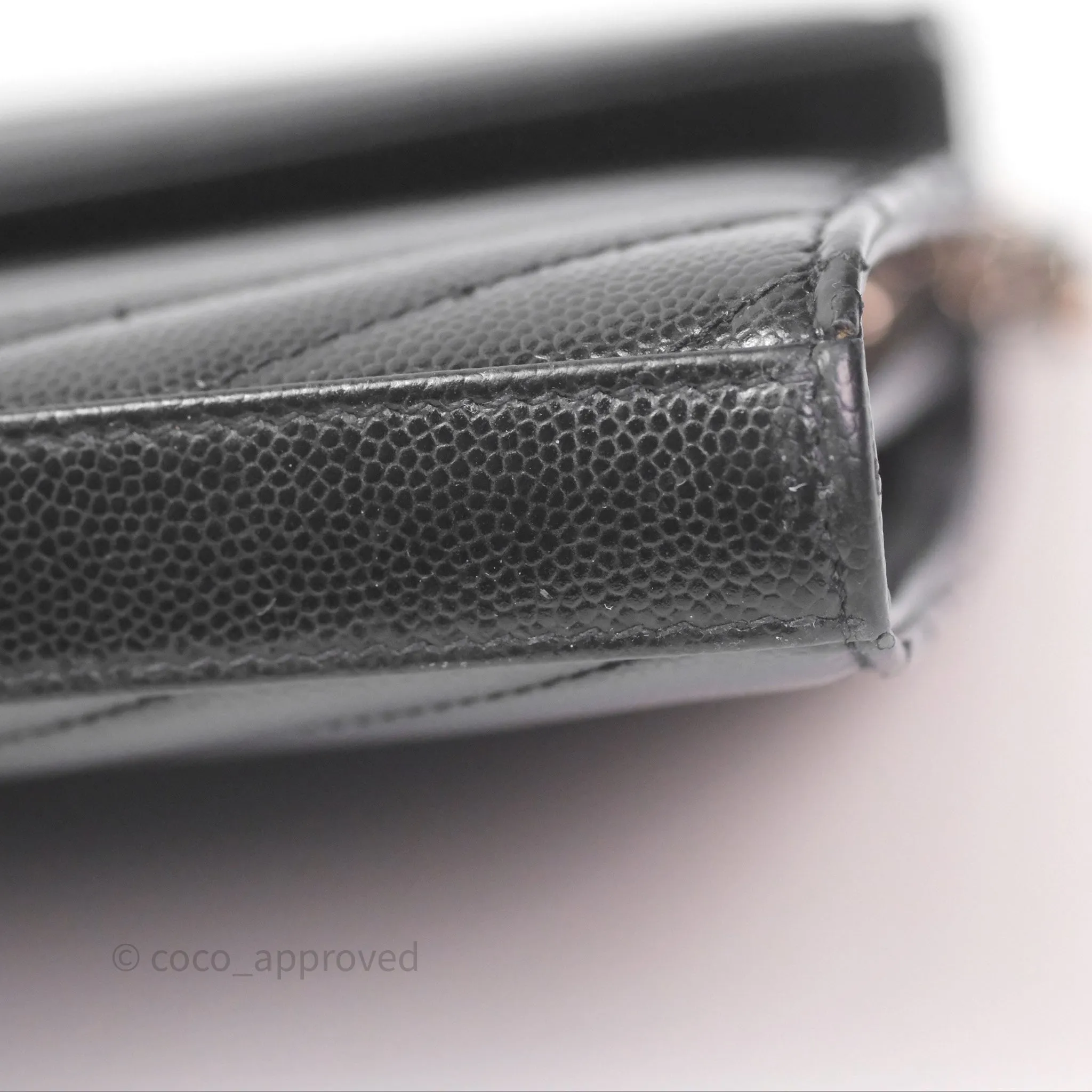 Saint Laurent Wallet on Chain WOC Black Grained Leather Sliver Hardware
