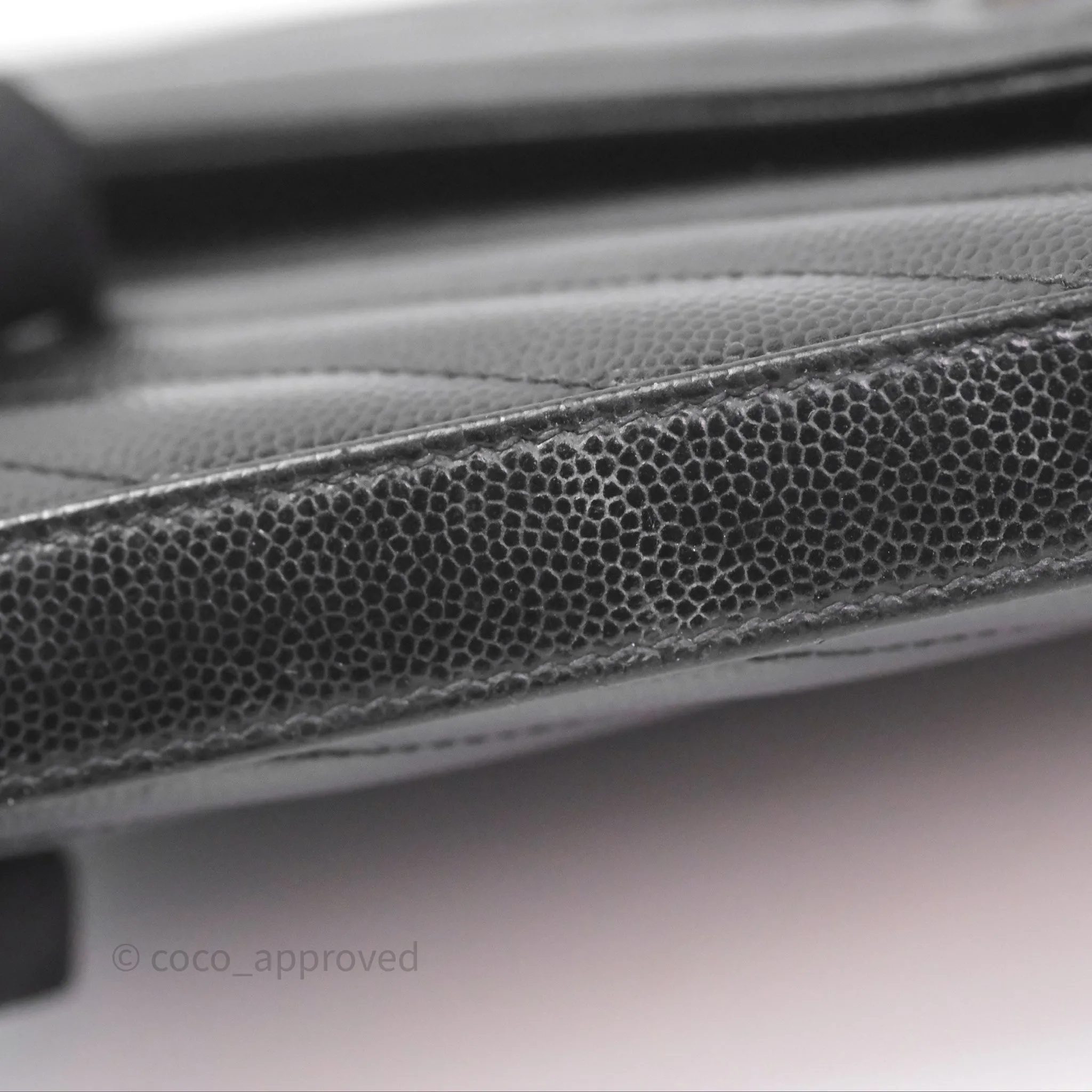Saint Laurent Wallet on Chain WOC Black Grained Leather Sliver Hardware