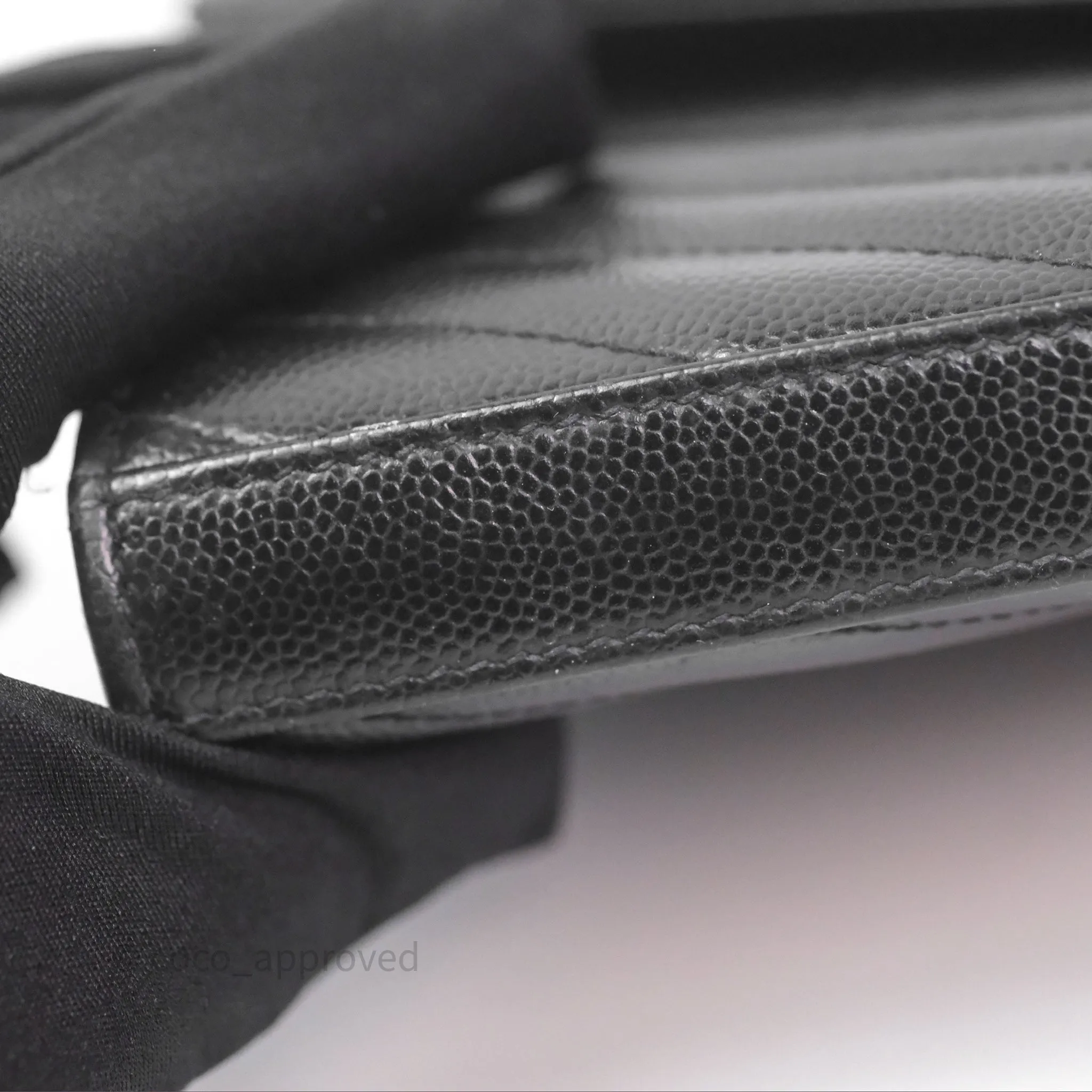 Saint Laurent Wallet on Chain WOC Black Grained Leather Sliver Hardware