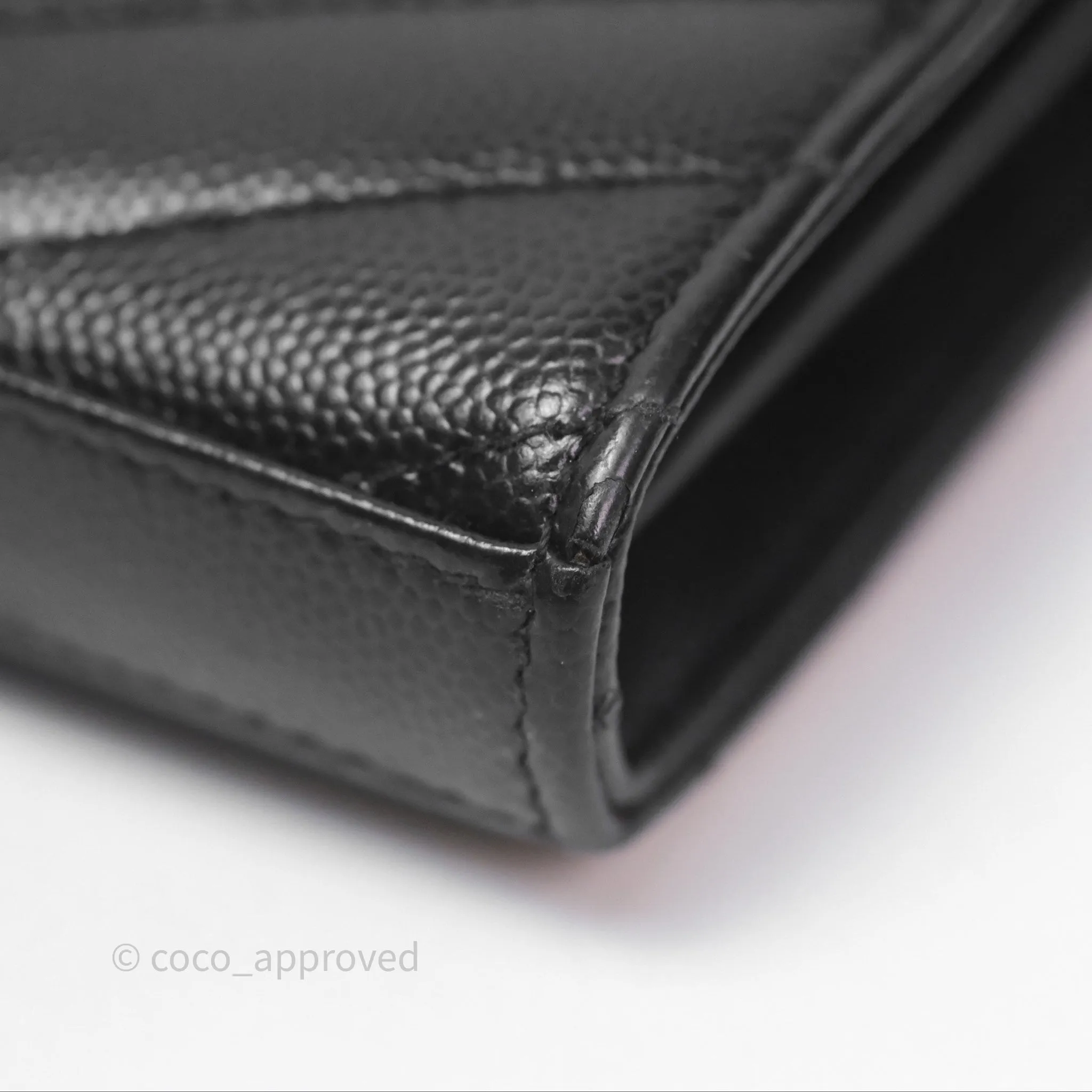 Saint Laurent Wallet on Chain WOC Black Grained Leather Sliver Hardware