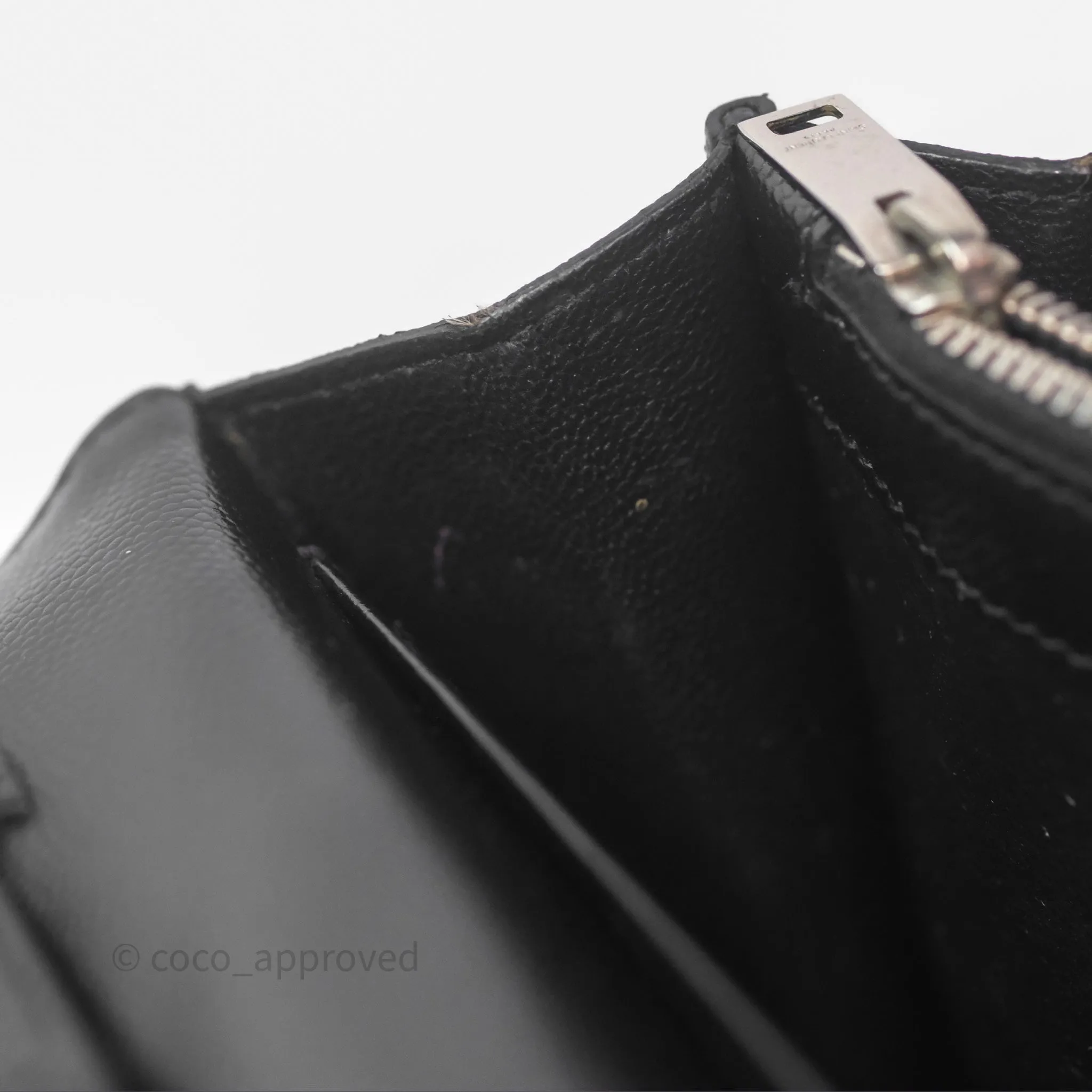 Saint Laurent Wallet on Chain WOC Black Grained Leather Sliver Hardware