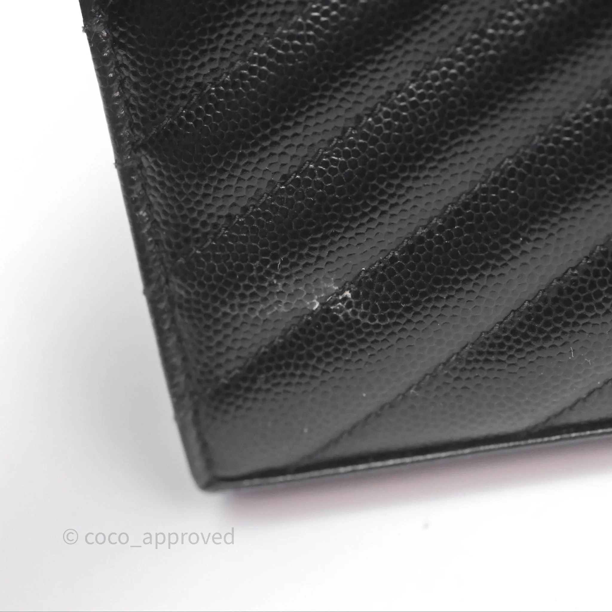 Saint Laurent Wallet on Chain WOC Black Grained Leather Sliver Hardware