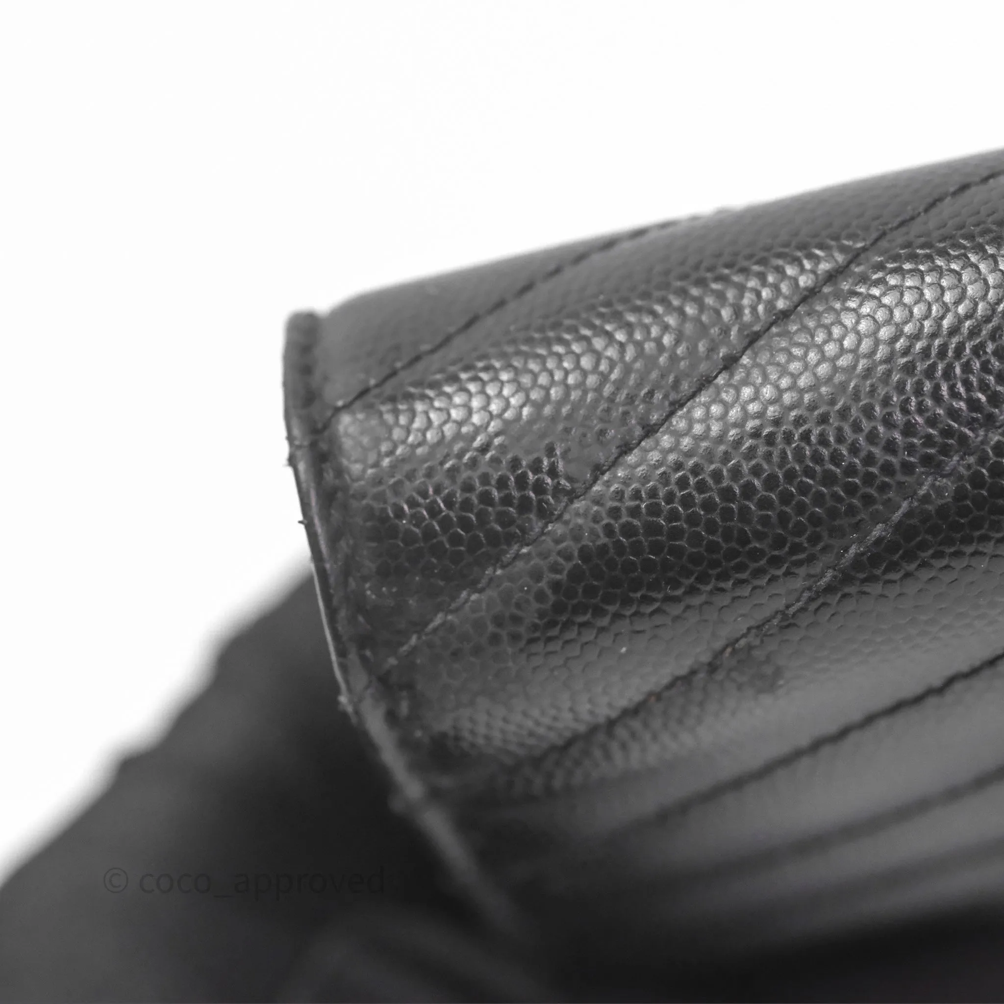 Saint Laurent Wallet on Chain WOC Black Grained Leather Sliver Hardware