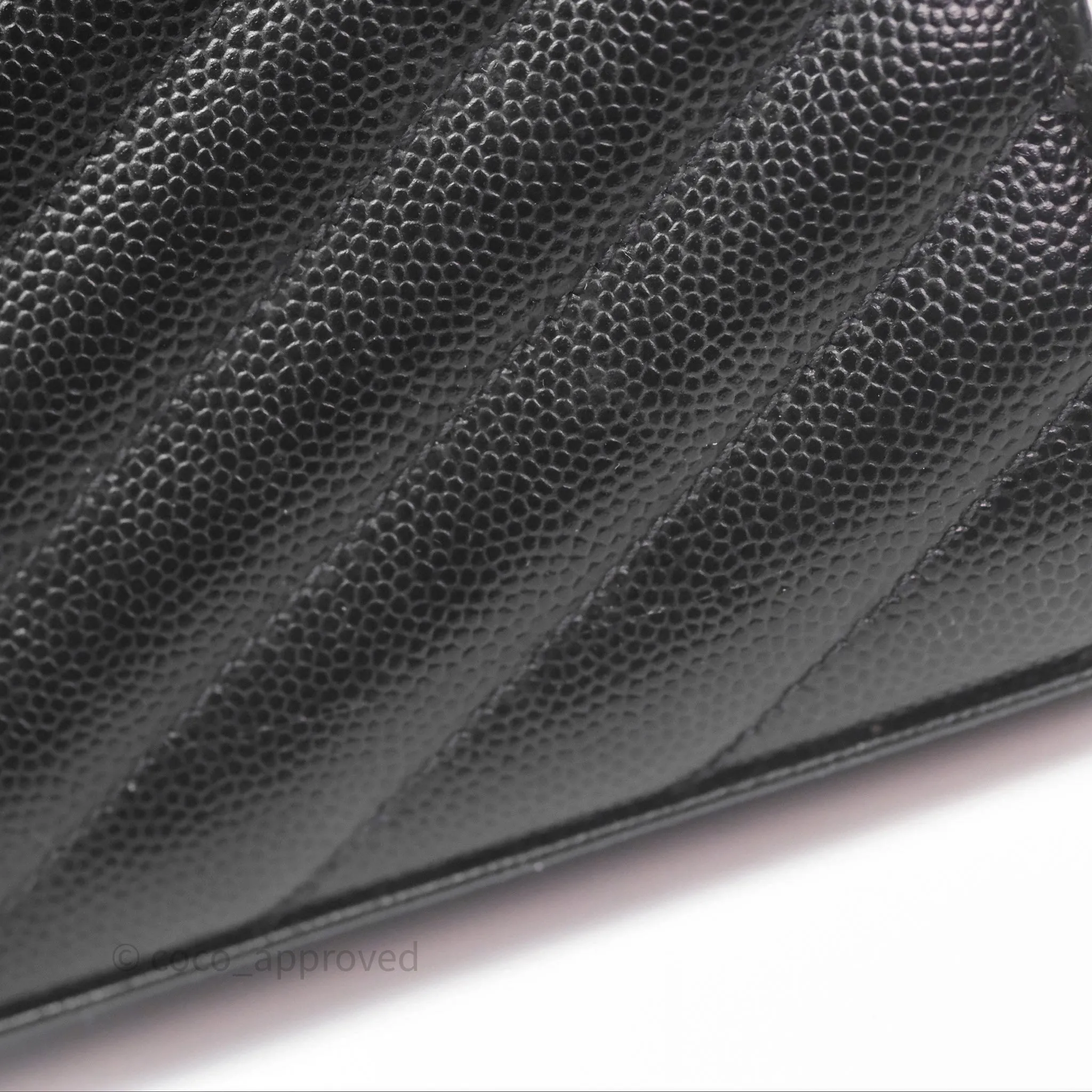 Saint Laurent Wallet on Chain WOC Black Grained Leather Sliver Hardware