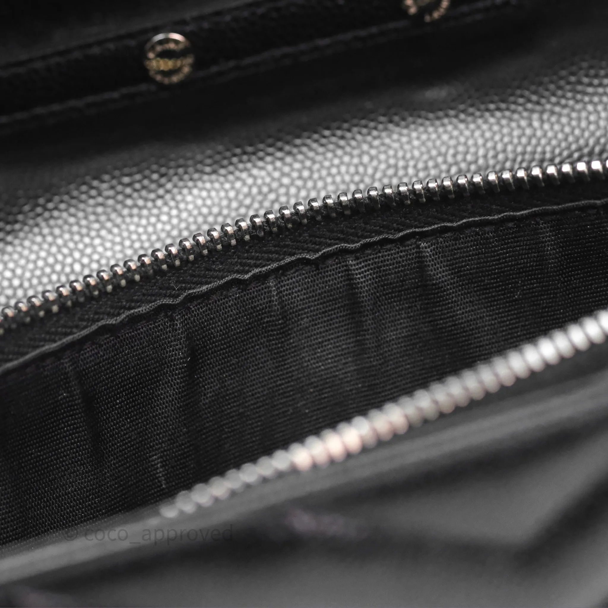 Saint Laurent Wallet on Chain WOC Black Grained Leather Sliver Hardware