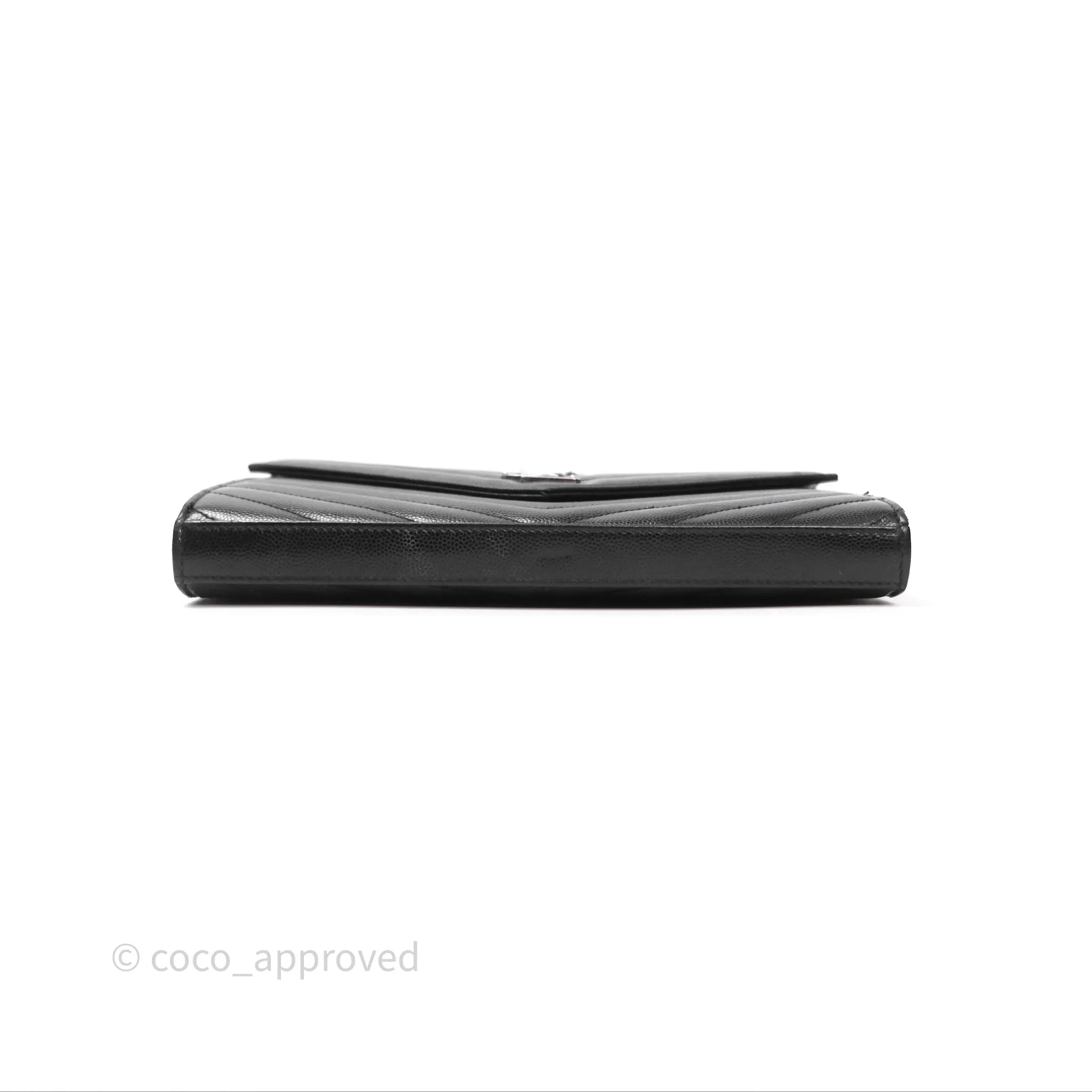 Saint Laurent Wallet on Chain WOC Black Grained Leather Sliver Hardware