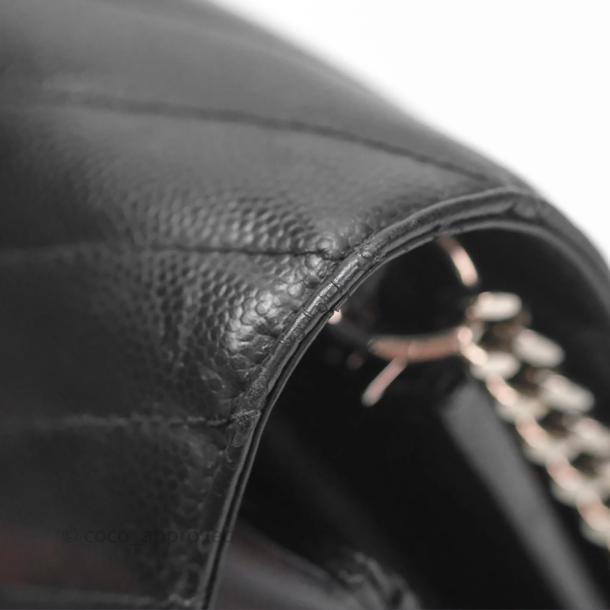 Saint Laurent Wallet on Chain WOC Black Grained Leather Sliver Hardware