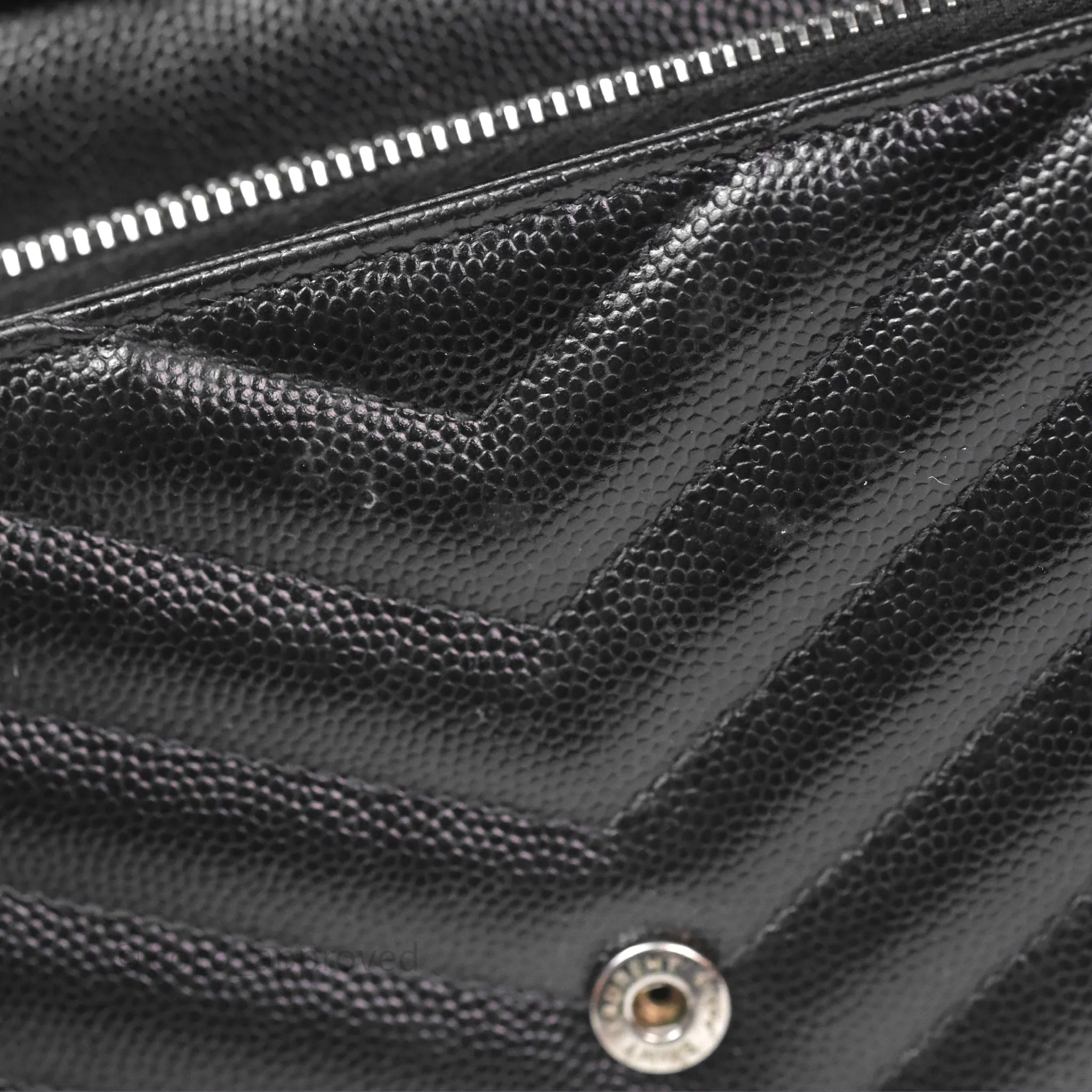 Saint Laurent Wallet on Chain WOC Black Grained Leather Sliver Hardware