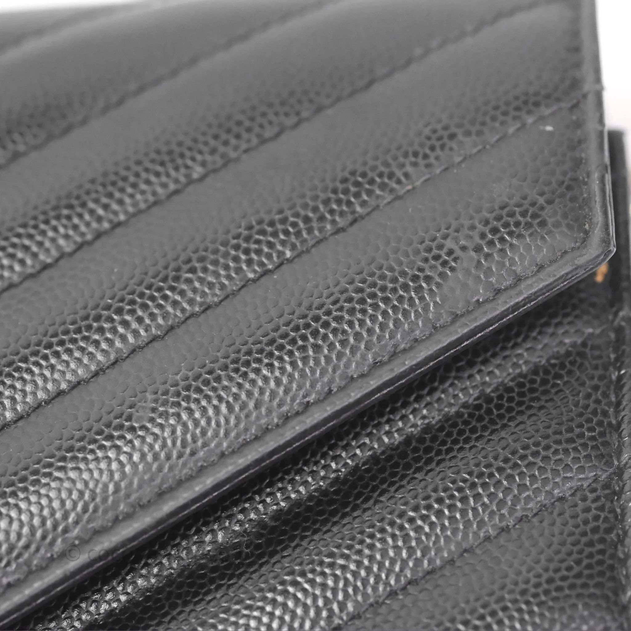 Saint Laurent Wallet on Chain WOC Black Grained Leather Sliver Hardware