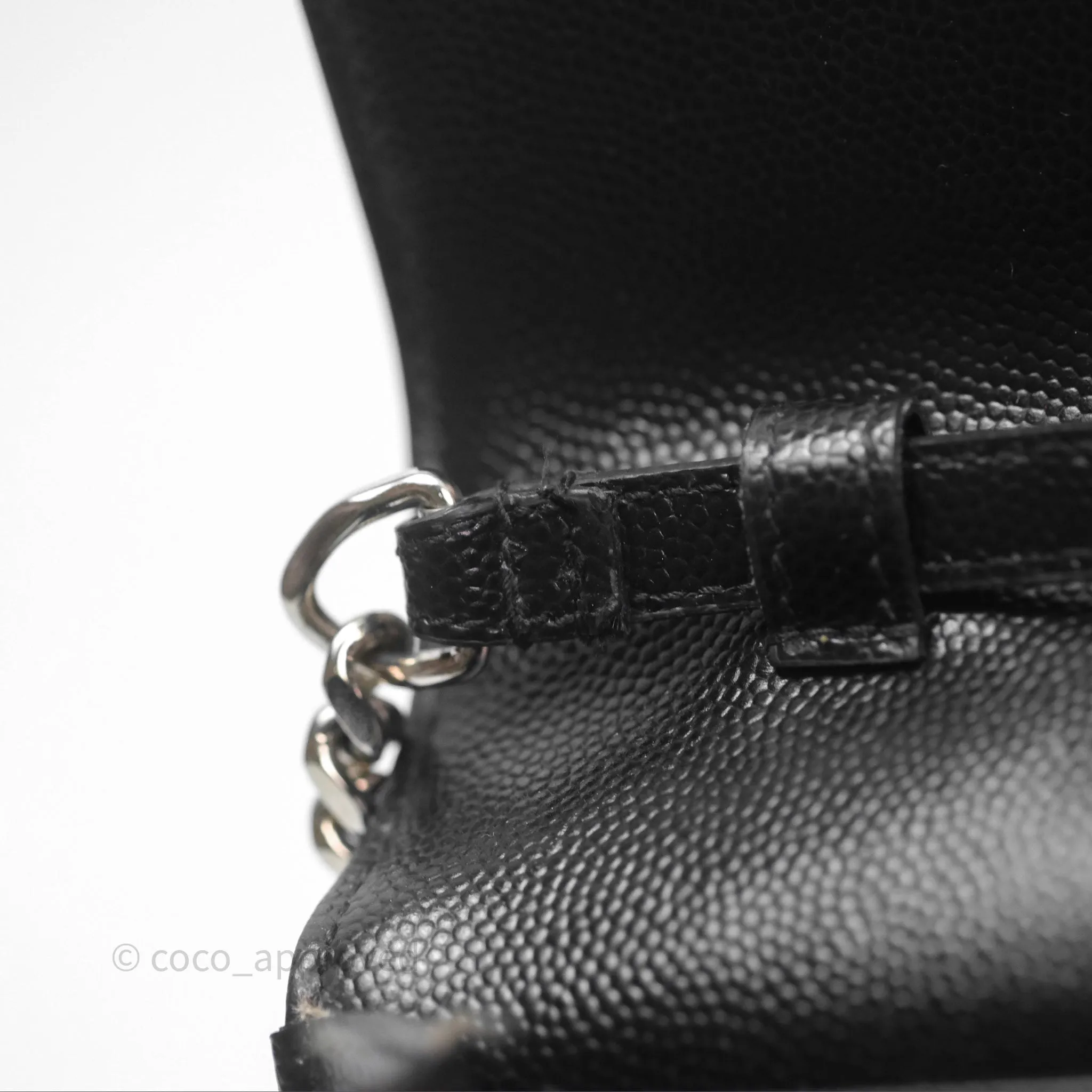 Saint Laurent Wallet on Chain WOC Black Grained Leather Sliver Hardware