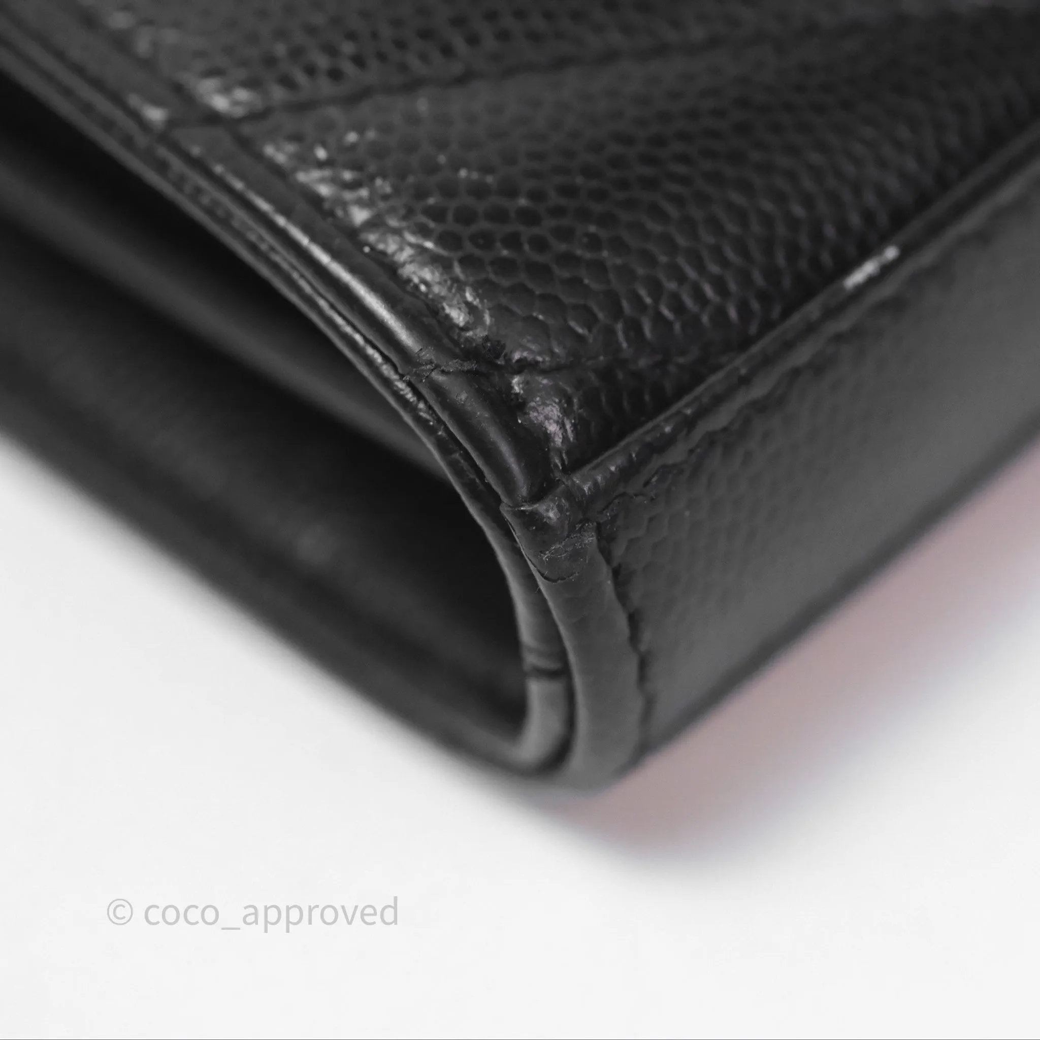 Saint Laurent Wallet on Chain WOC Black Grained Leather Sliver Hardware