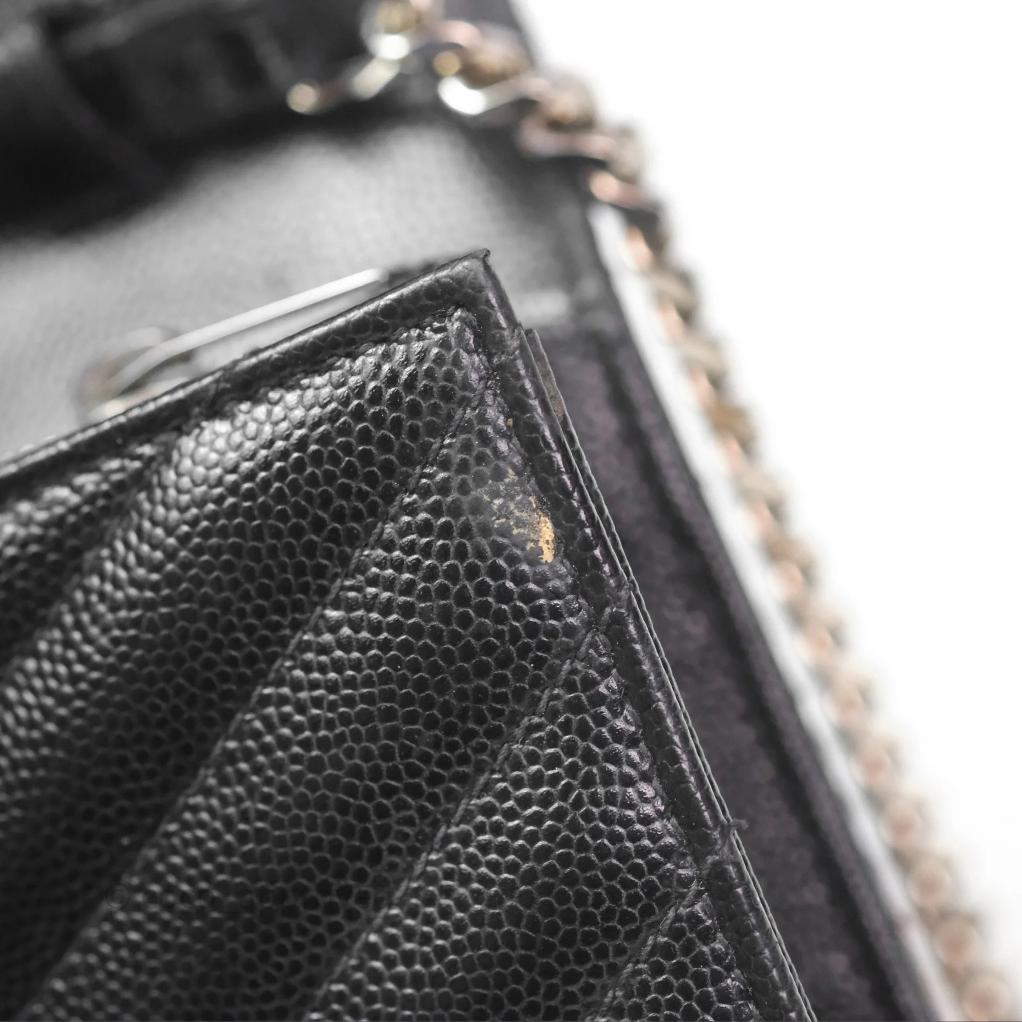 Saint Laurent Wallet on Chain WOC Black Grained Leather Sliver Hardware