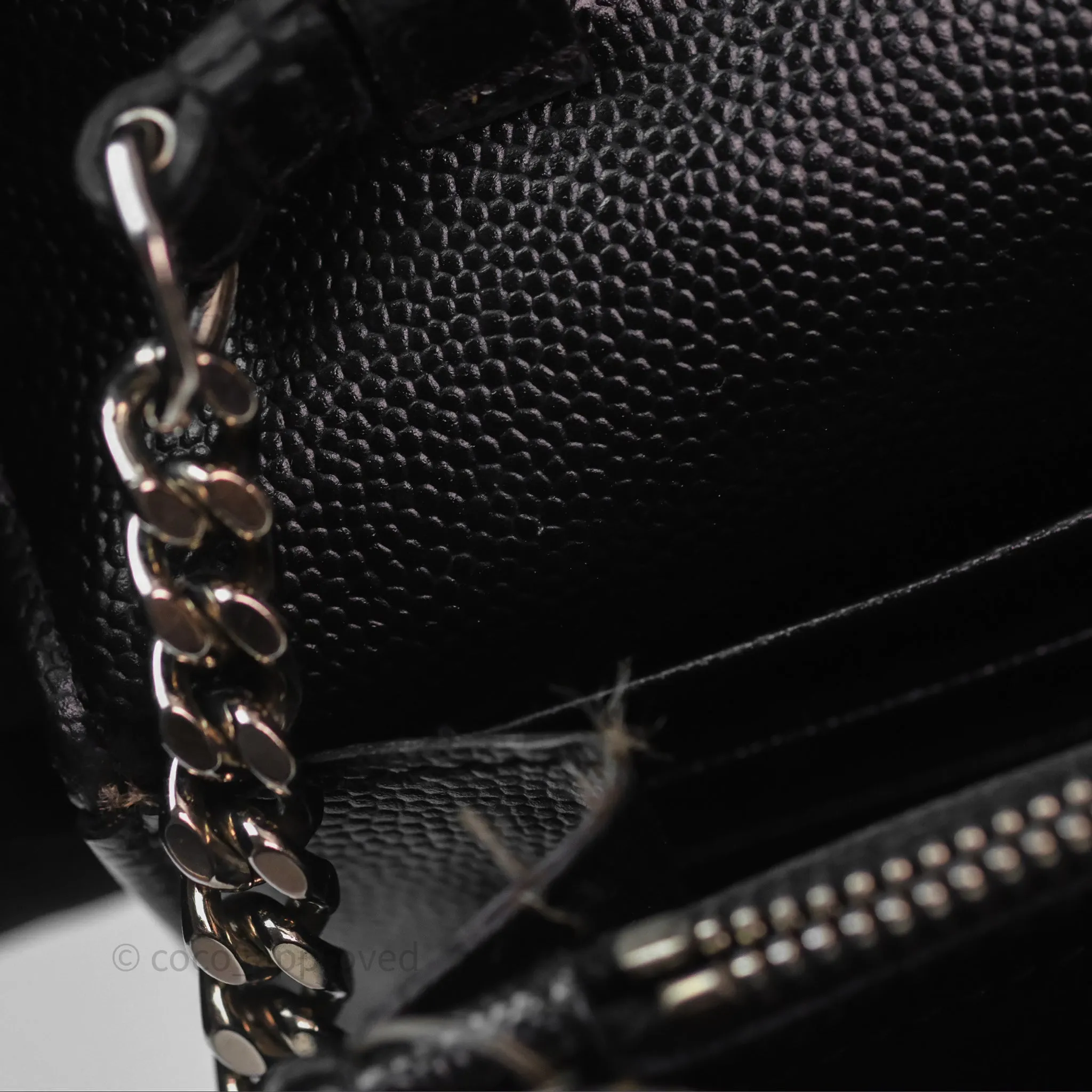 Saint Laurent Wallet on Chain WOC Black Grained Leather Sliver Hardware